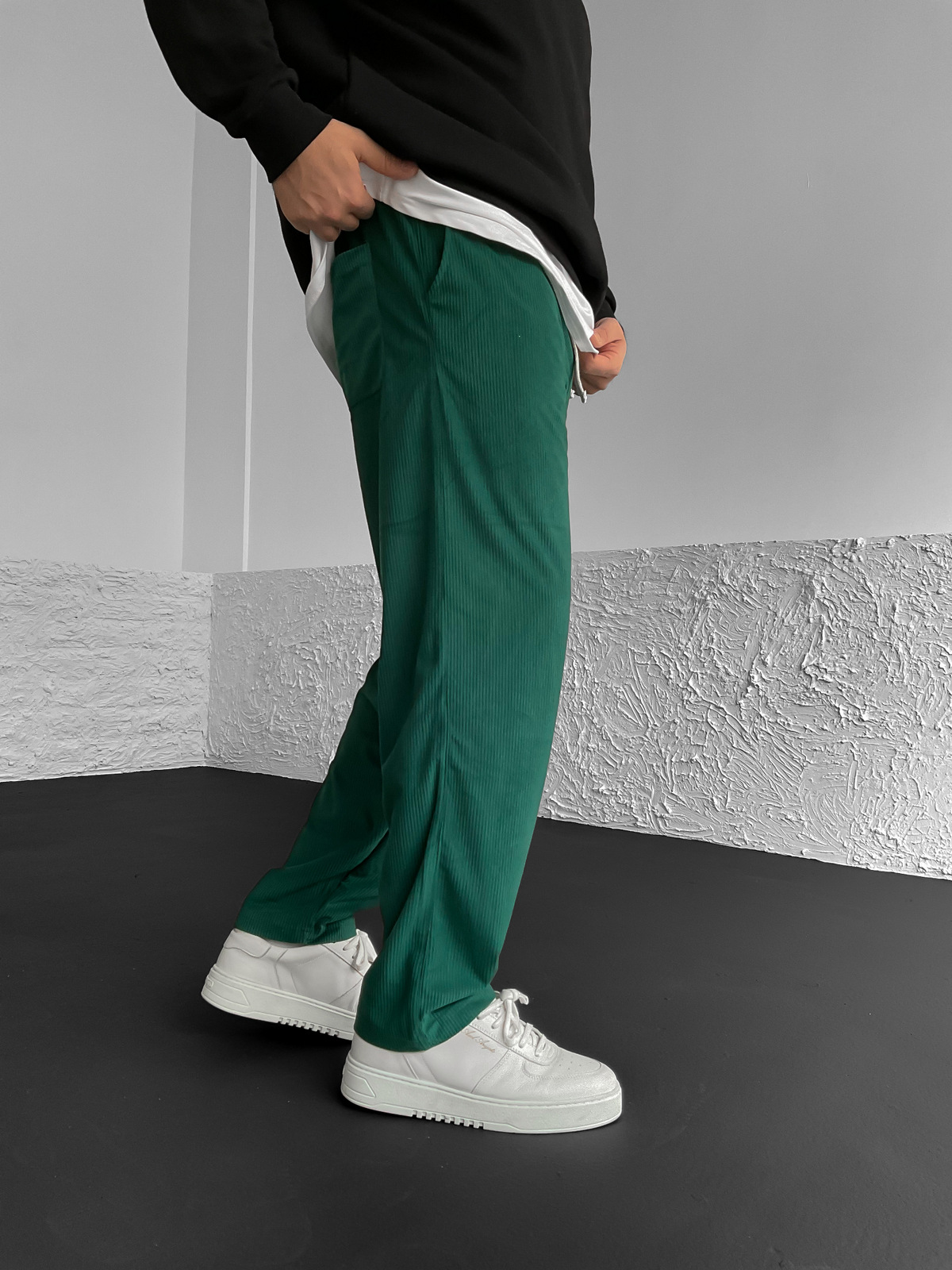 Koyu Yeşil Fitilli Kadife Pantolon B-3027