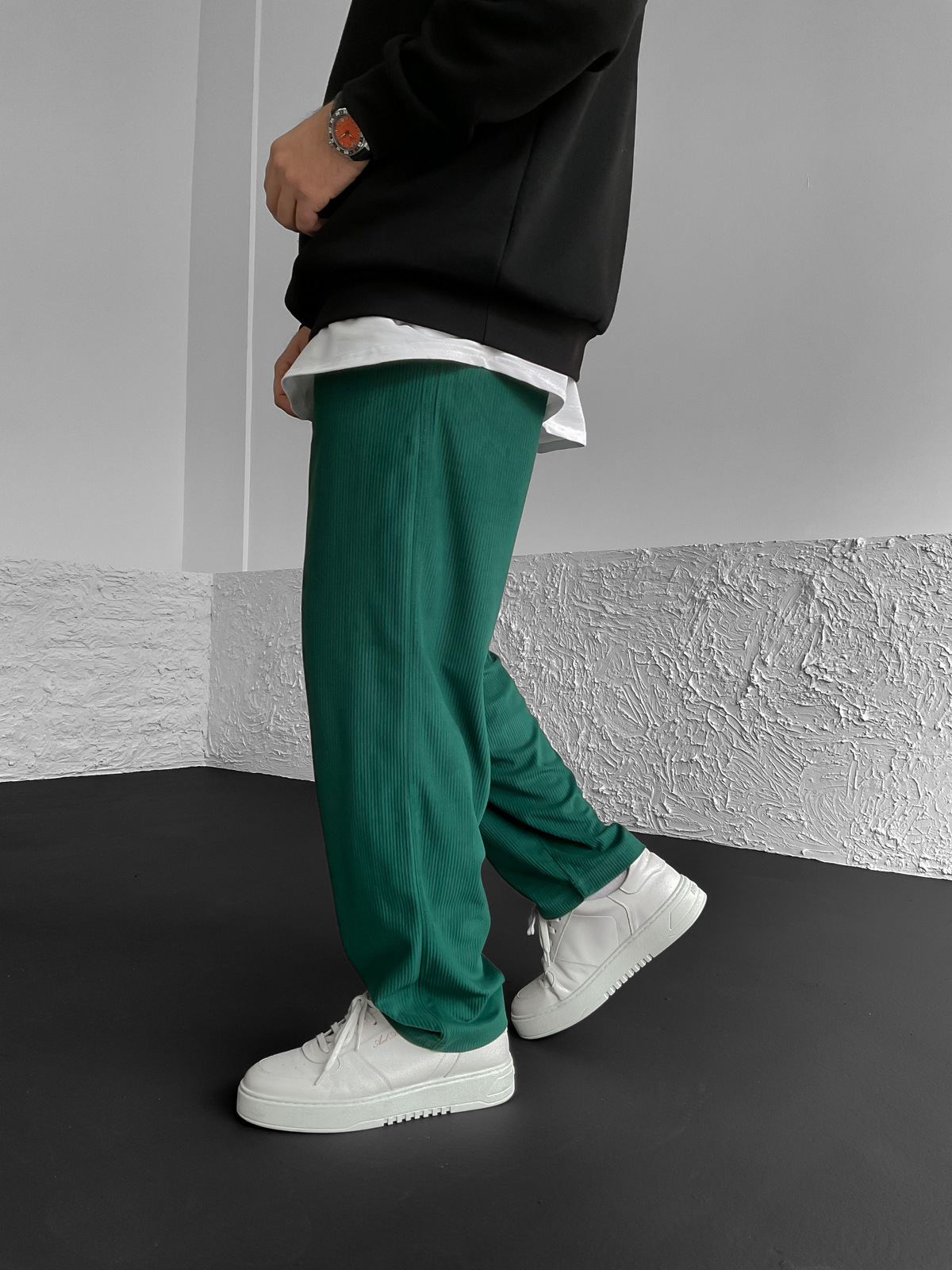 Koyu Yeşil Fitilli Kadife Pantolon B-3027