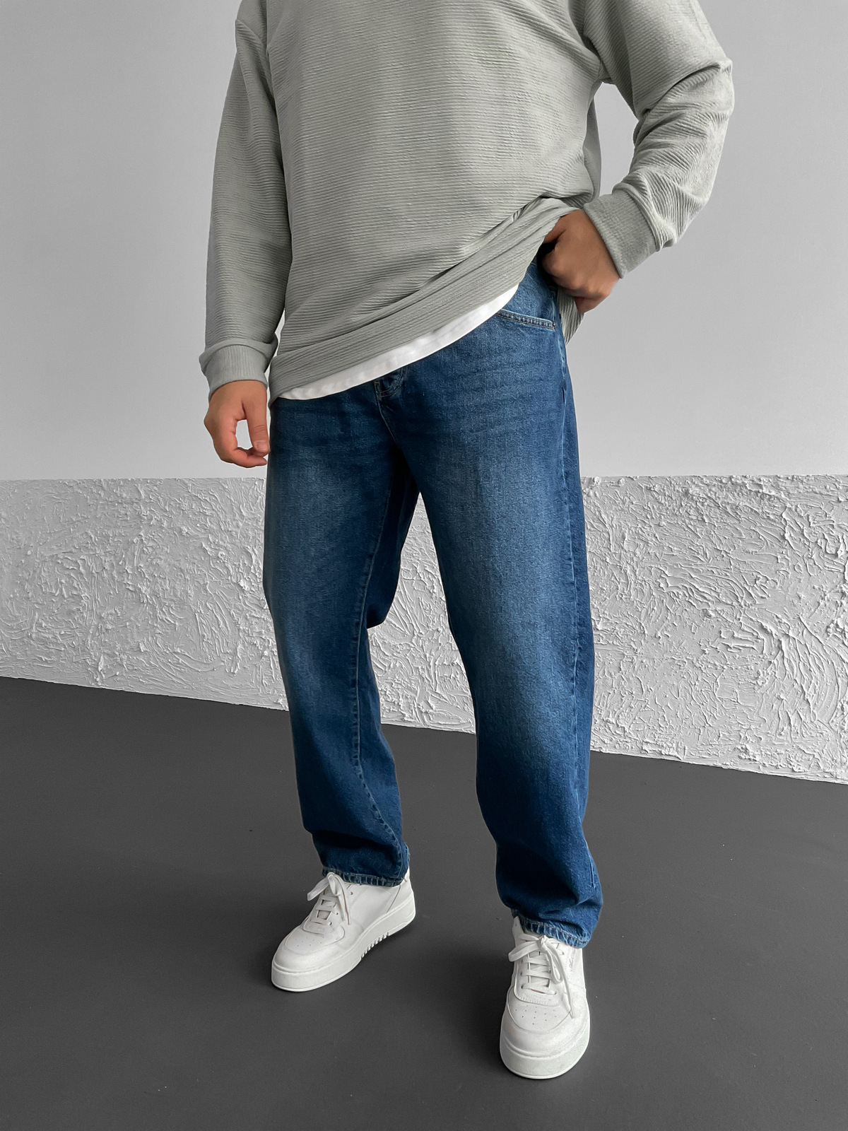 Koyu Mavi Yıkamalı Baggy Jean GJ-15654/16369