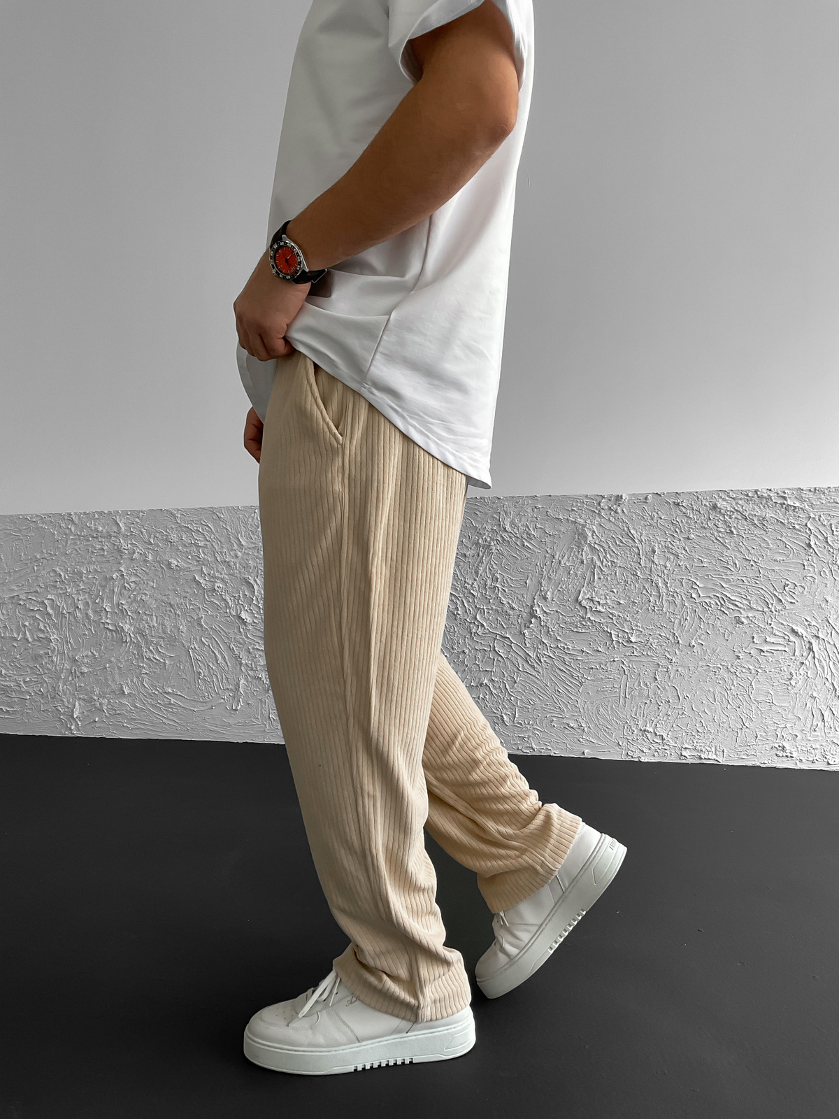 Bej Havlu Kumaş Fitilli Pantolon RC-4298