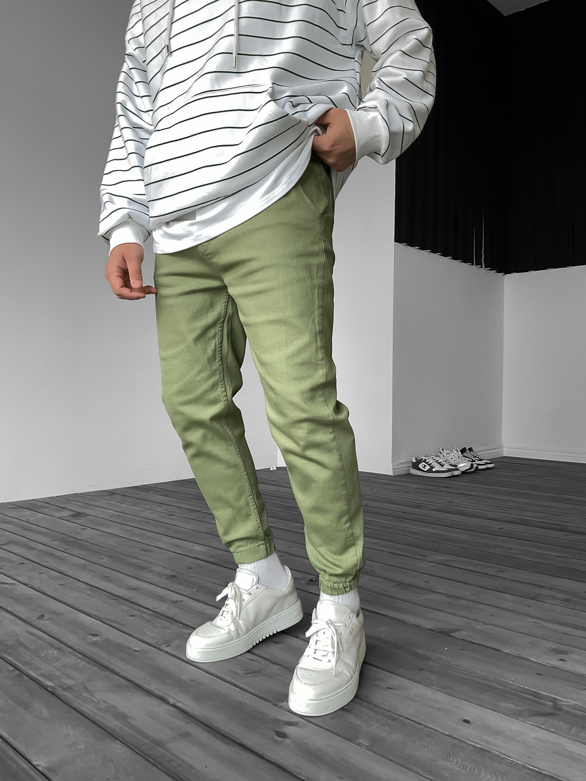 Yeşil Paçası Lastikli Kot Jogger DP-179/122/112