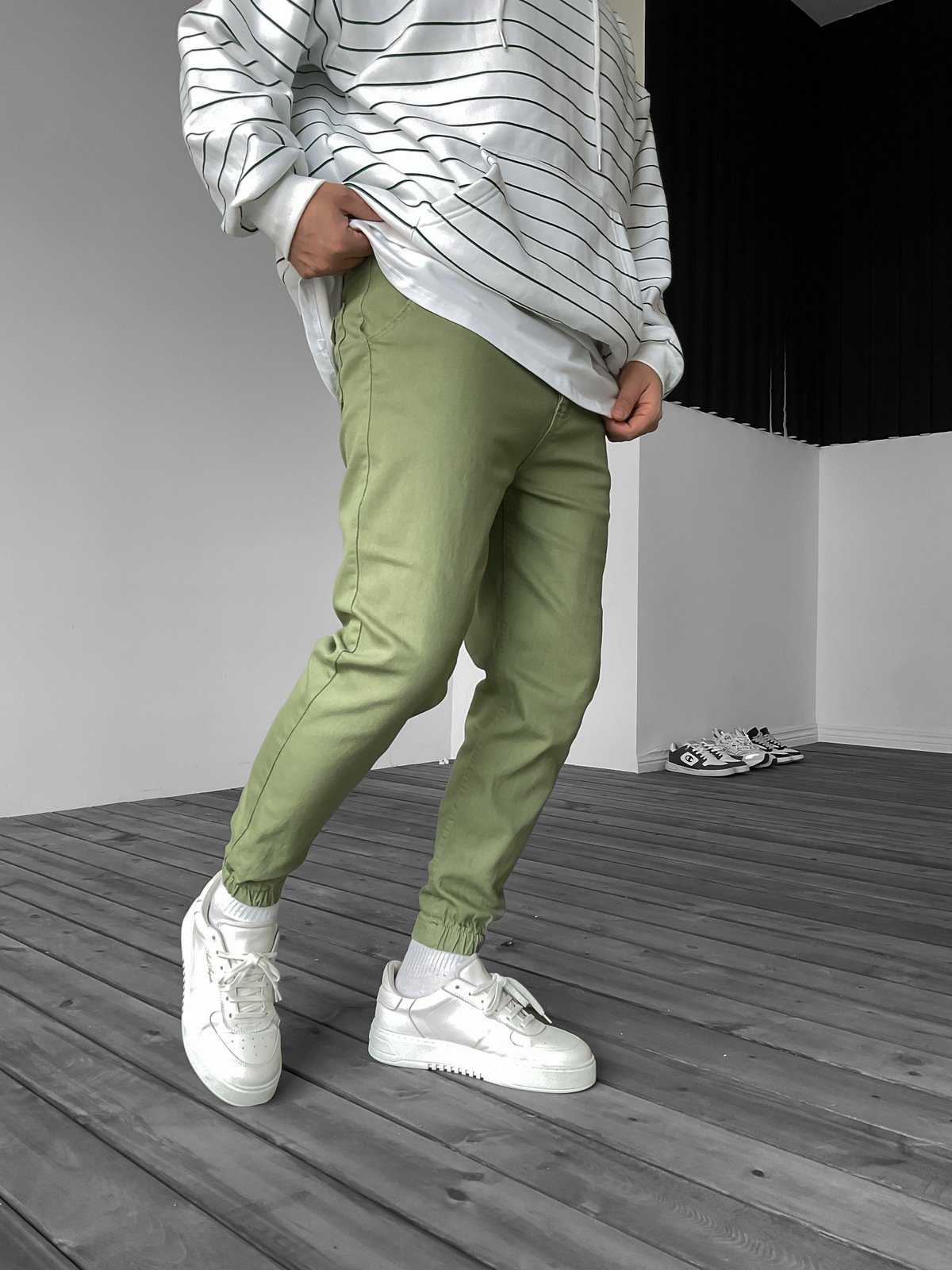 Yeşil Paçası Lastikli Kot Jogger DP-179/122/112