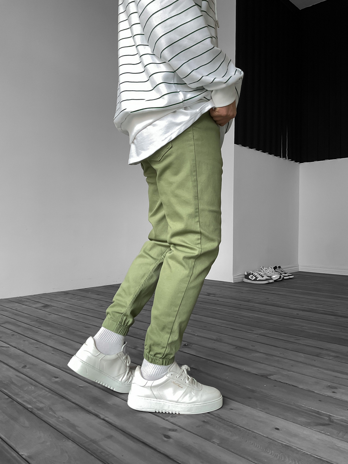 Yeşil Paçası Lastikli Kot Jogger DP-179/122/112