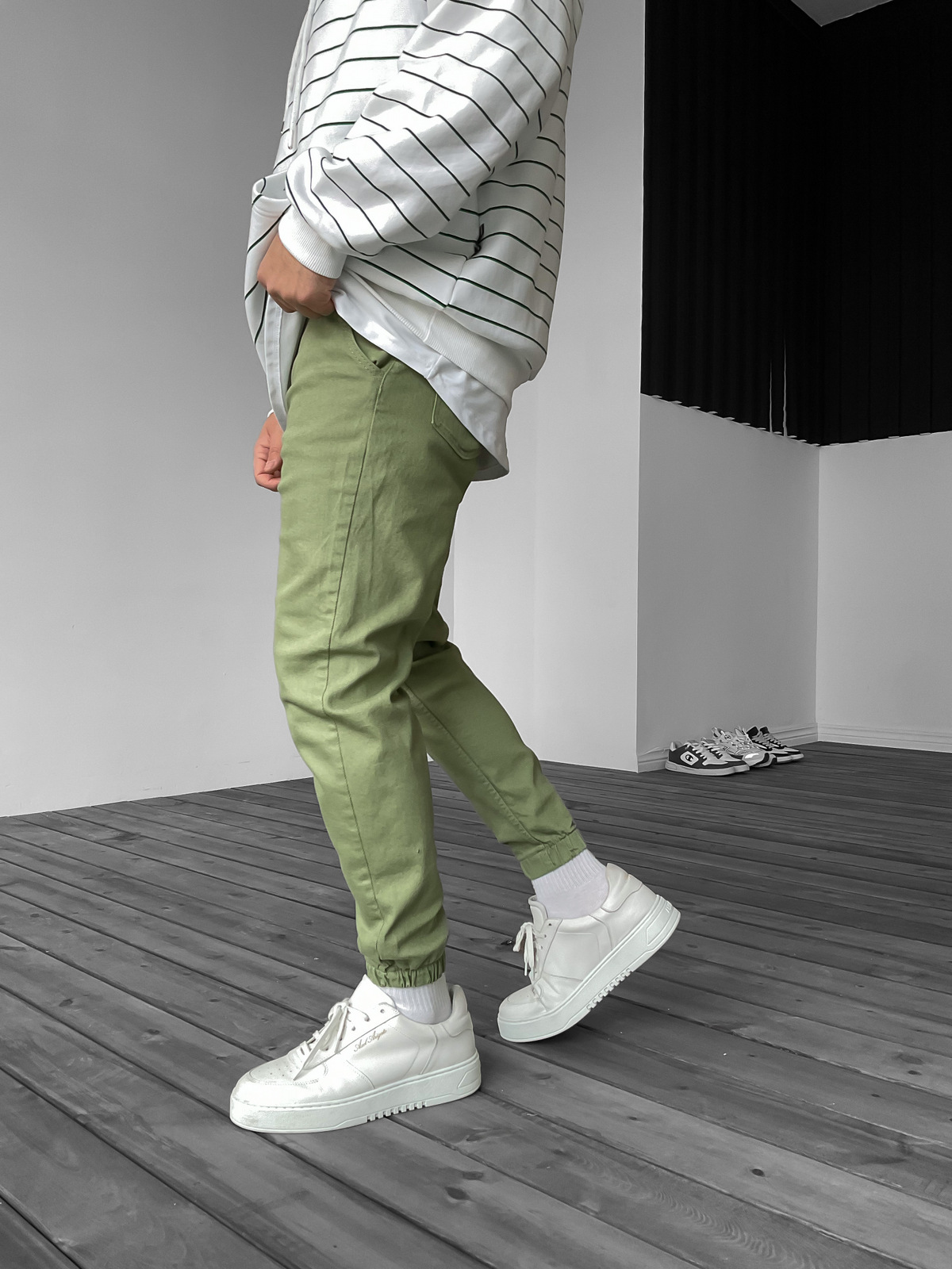 Yeşil Paçası Lastikli Kot Jogger DP-179/122/112