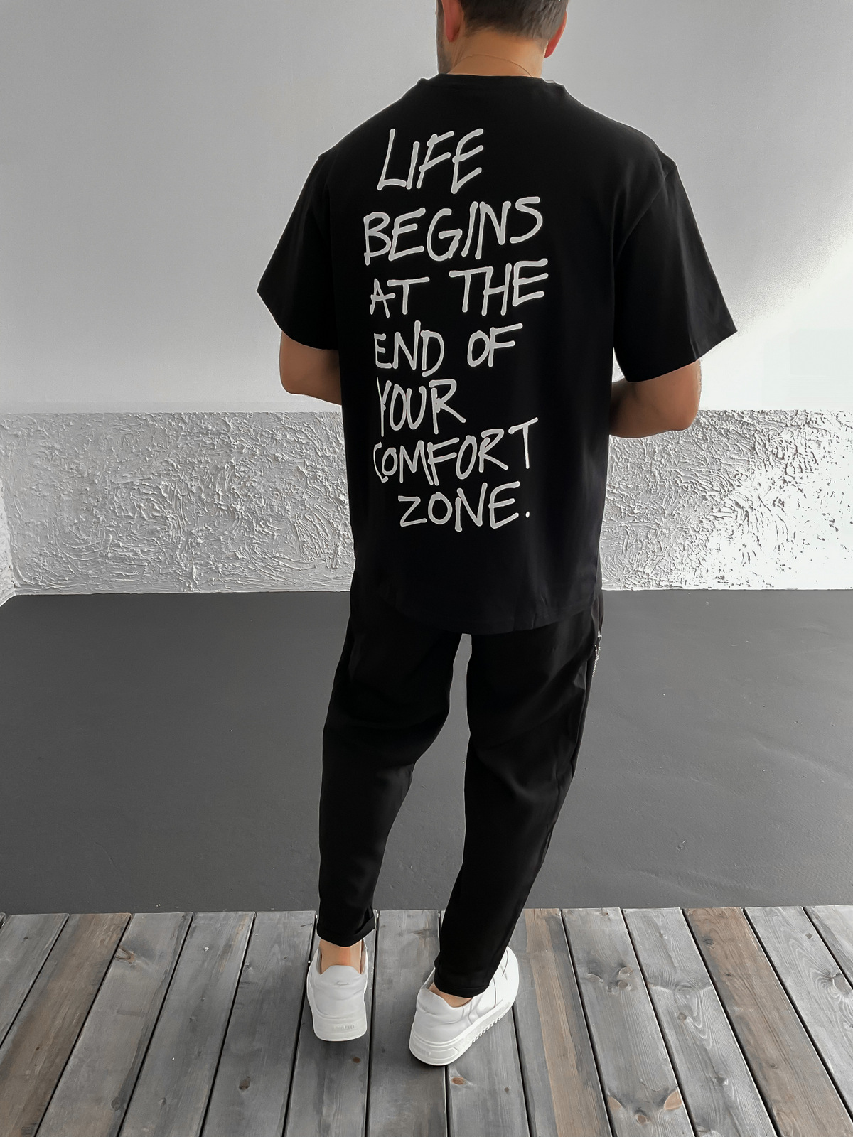 Siyah Zone Baskılı Oversize T-Shirt C-912