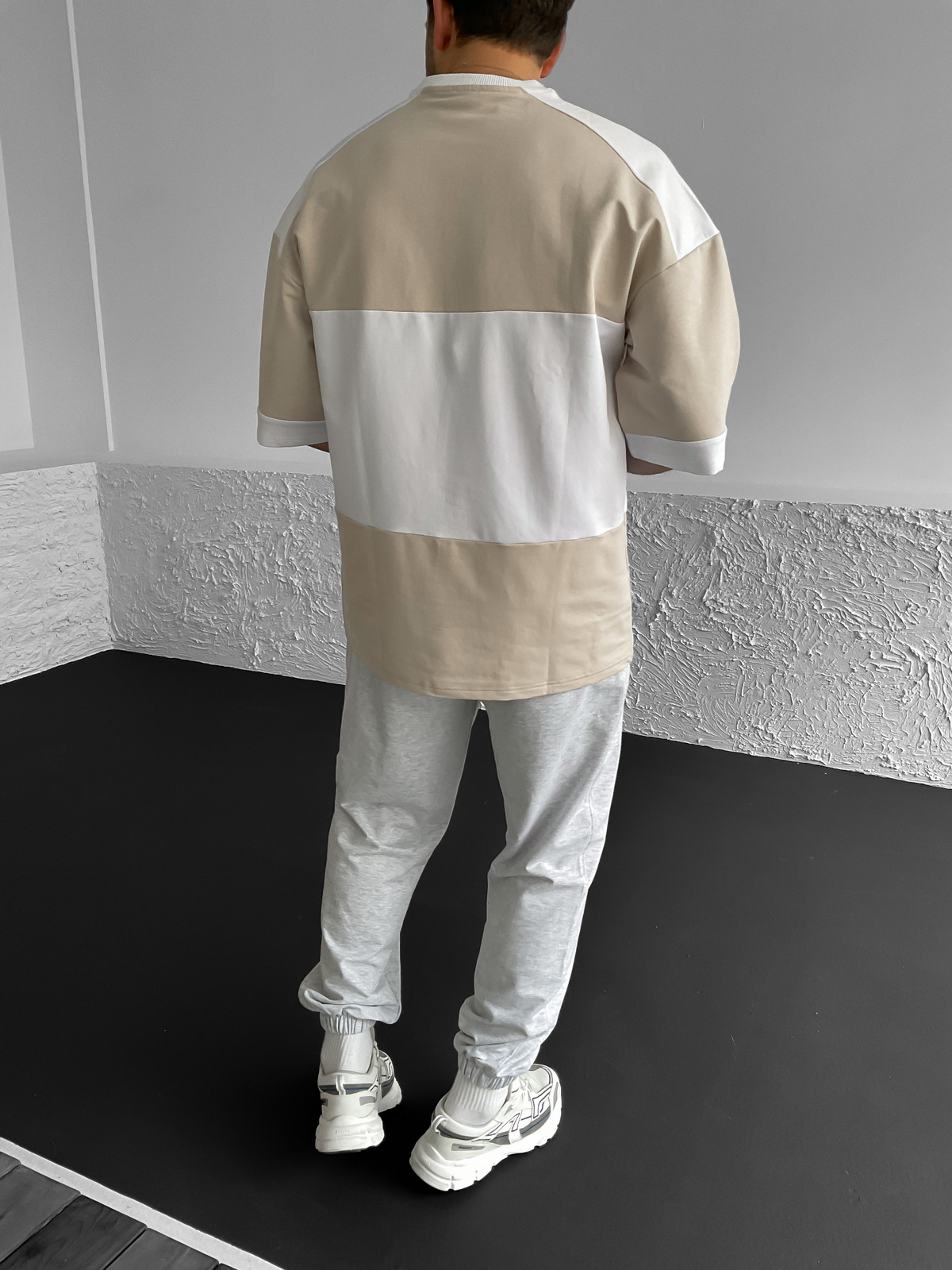 Bej Garnili Oversize T-Shirt B-1067