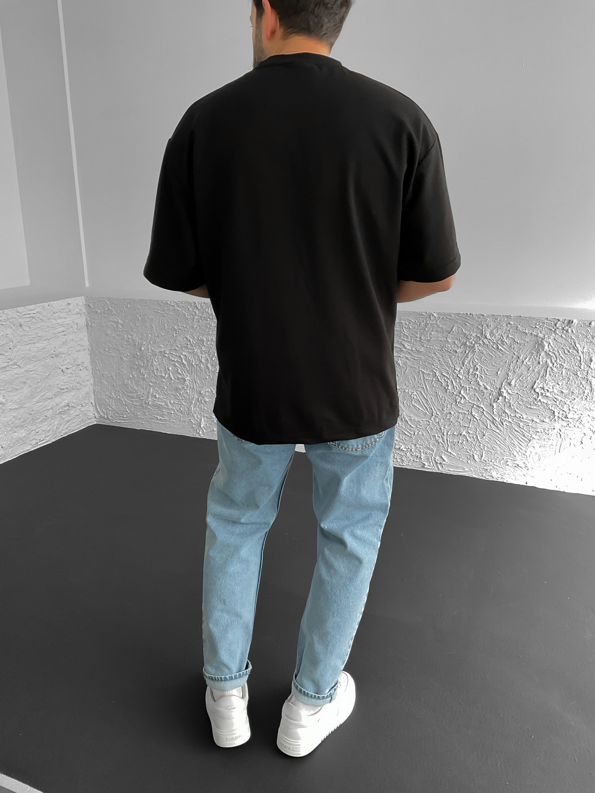 Siyah Patchli Oversize T-Shirt BS-018