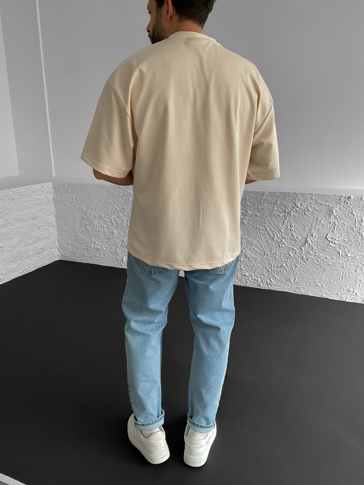 Krem Patchli Oversize T-Shirt BS-018