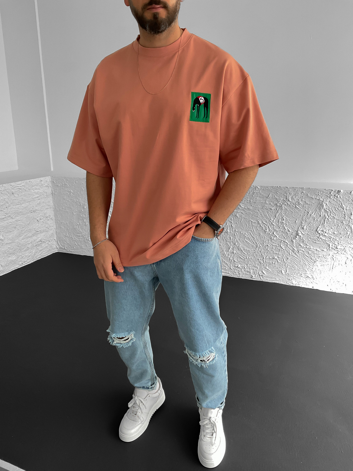 Pudra Patchli Oversize T-Shirt BS-018