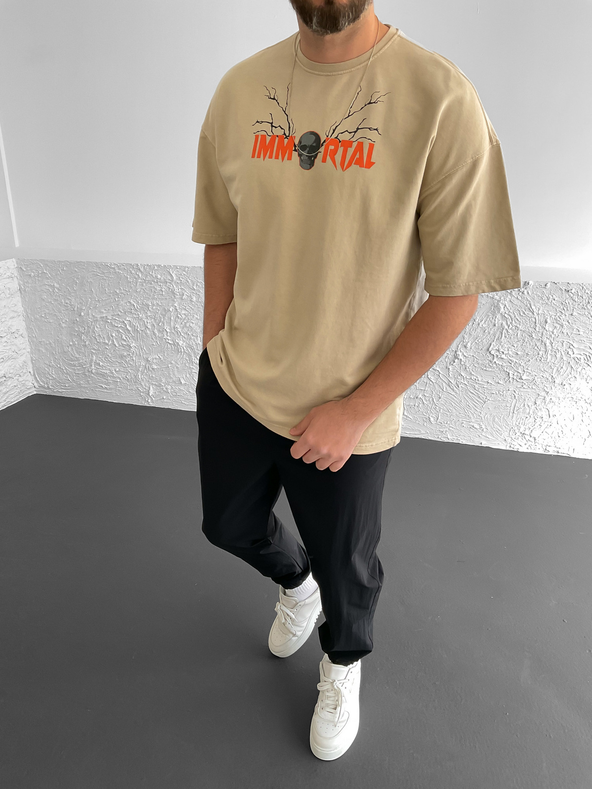 Bej Immortal Oversize T-Shirt  RL-22041