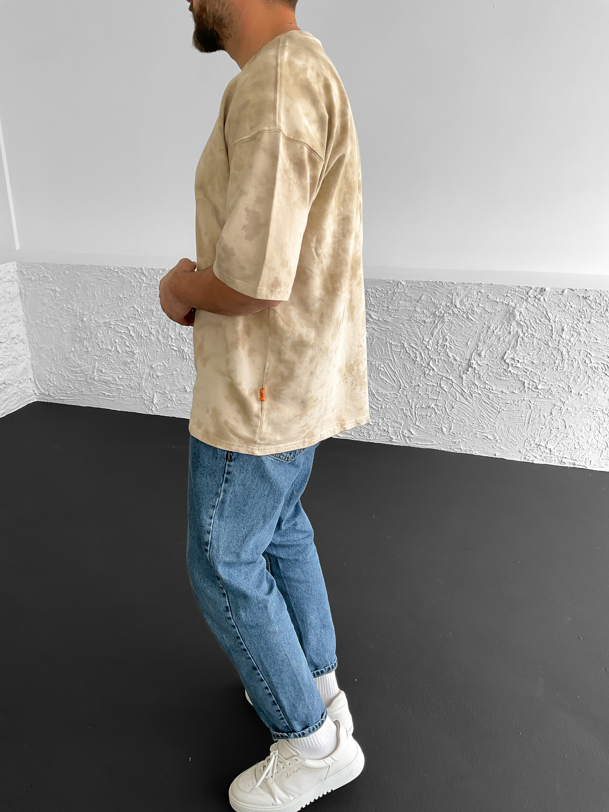 Bej Batik Oversize T-Shirt  RL-22035