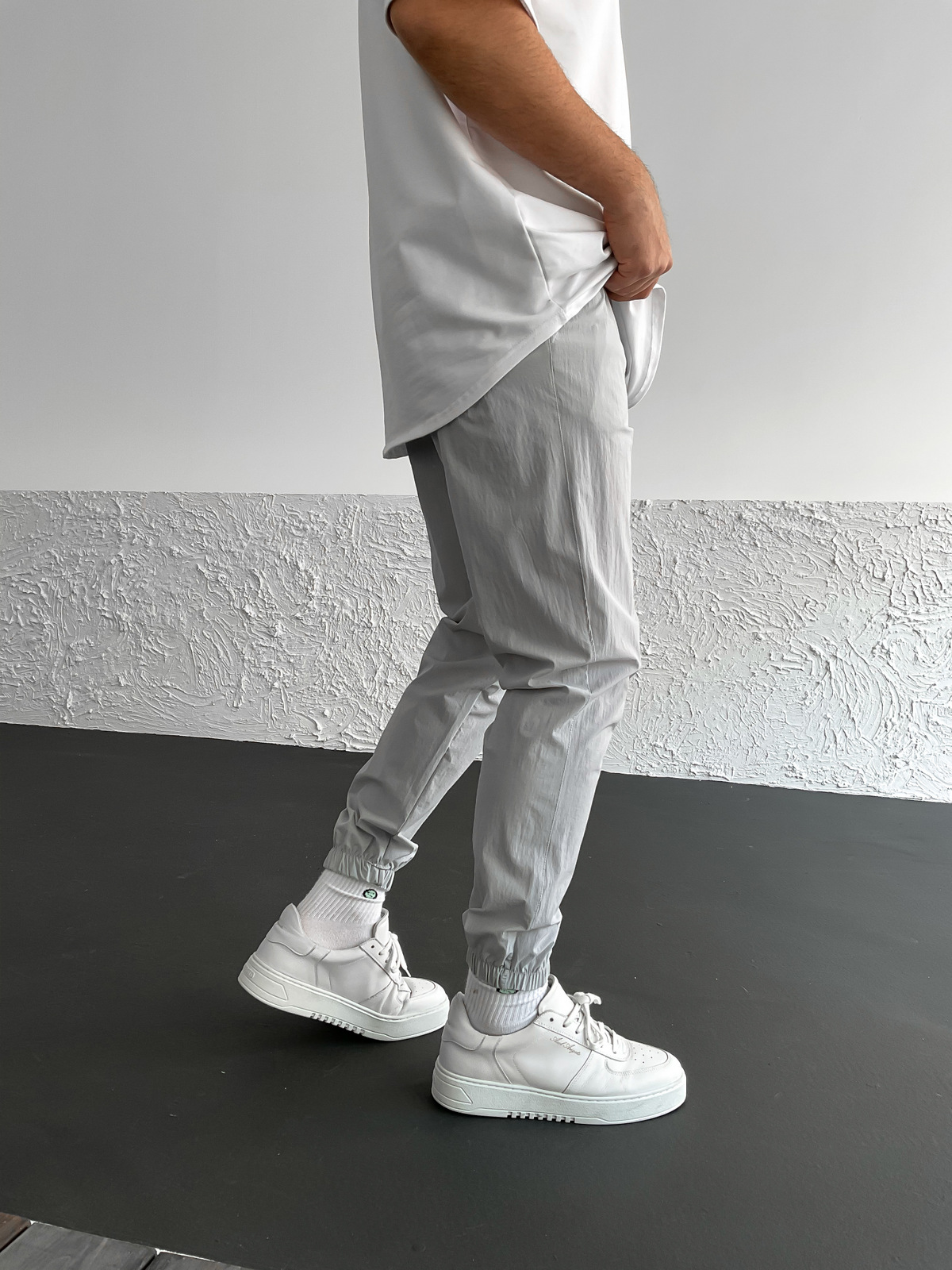 Gri Lastikli Paraşüt Kumaş Jogger K-2002