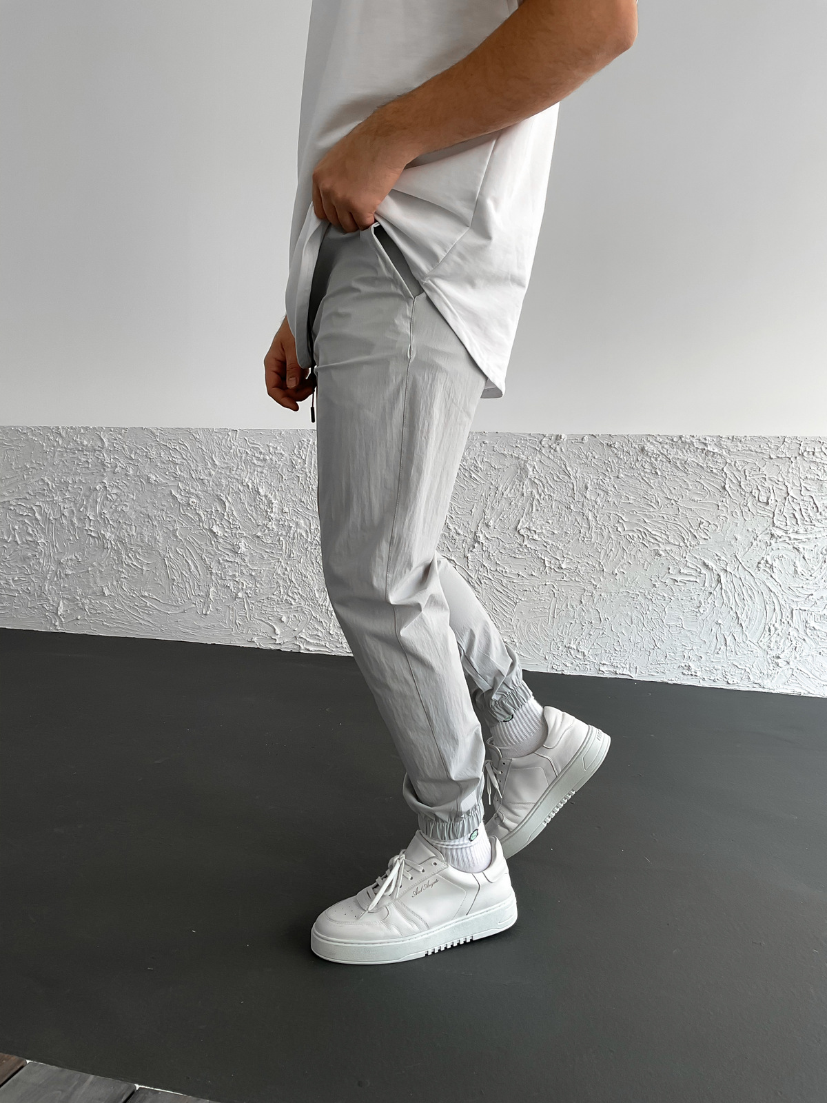 Gri Lastikli Paraşüt Kumaş Jogger K-2002