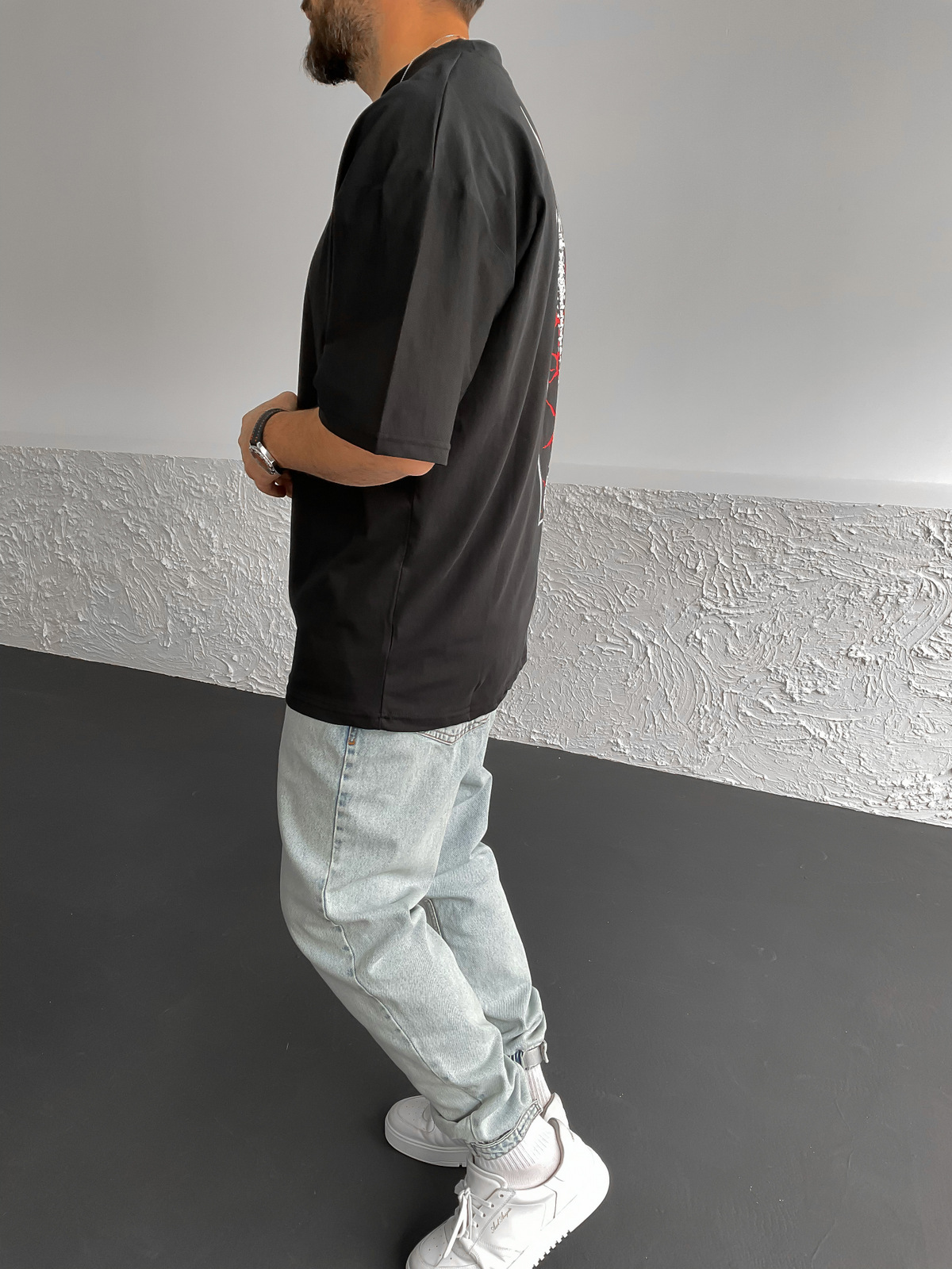 Antrasit Being Baskılı Oversize T-Shirt PM-033