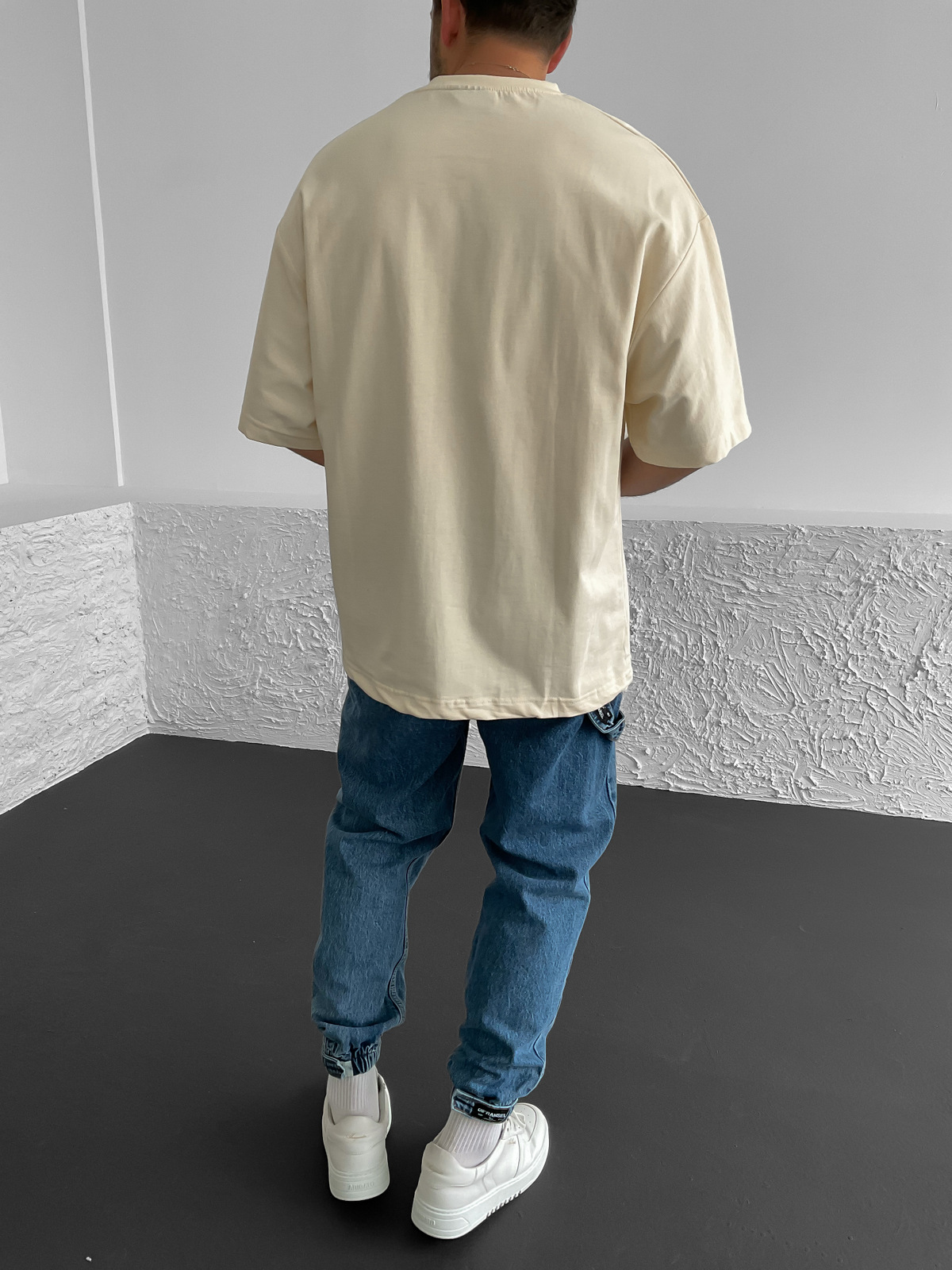 Bej Kalın Basic Oversize T-Shirt BS-020