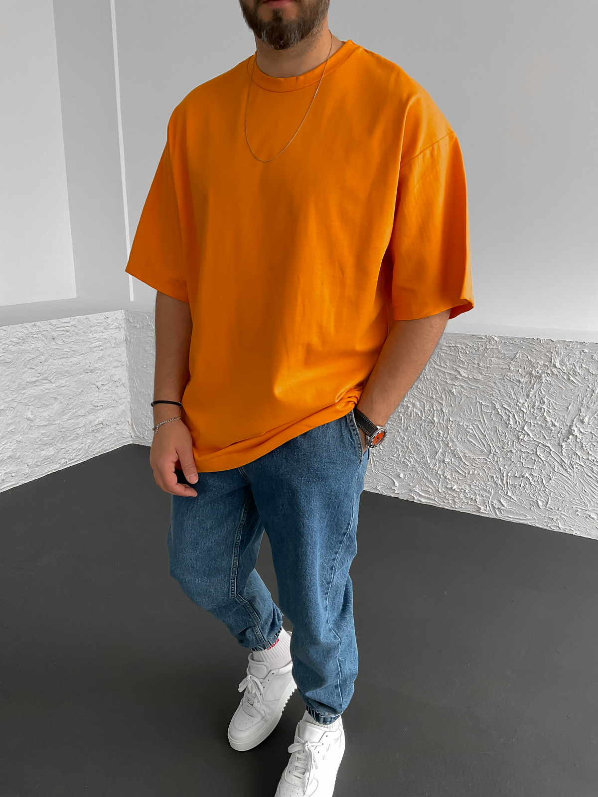Turuncu Kalın Basic Oversize T-Shirt BS-020
