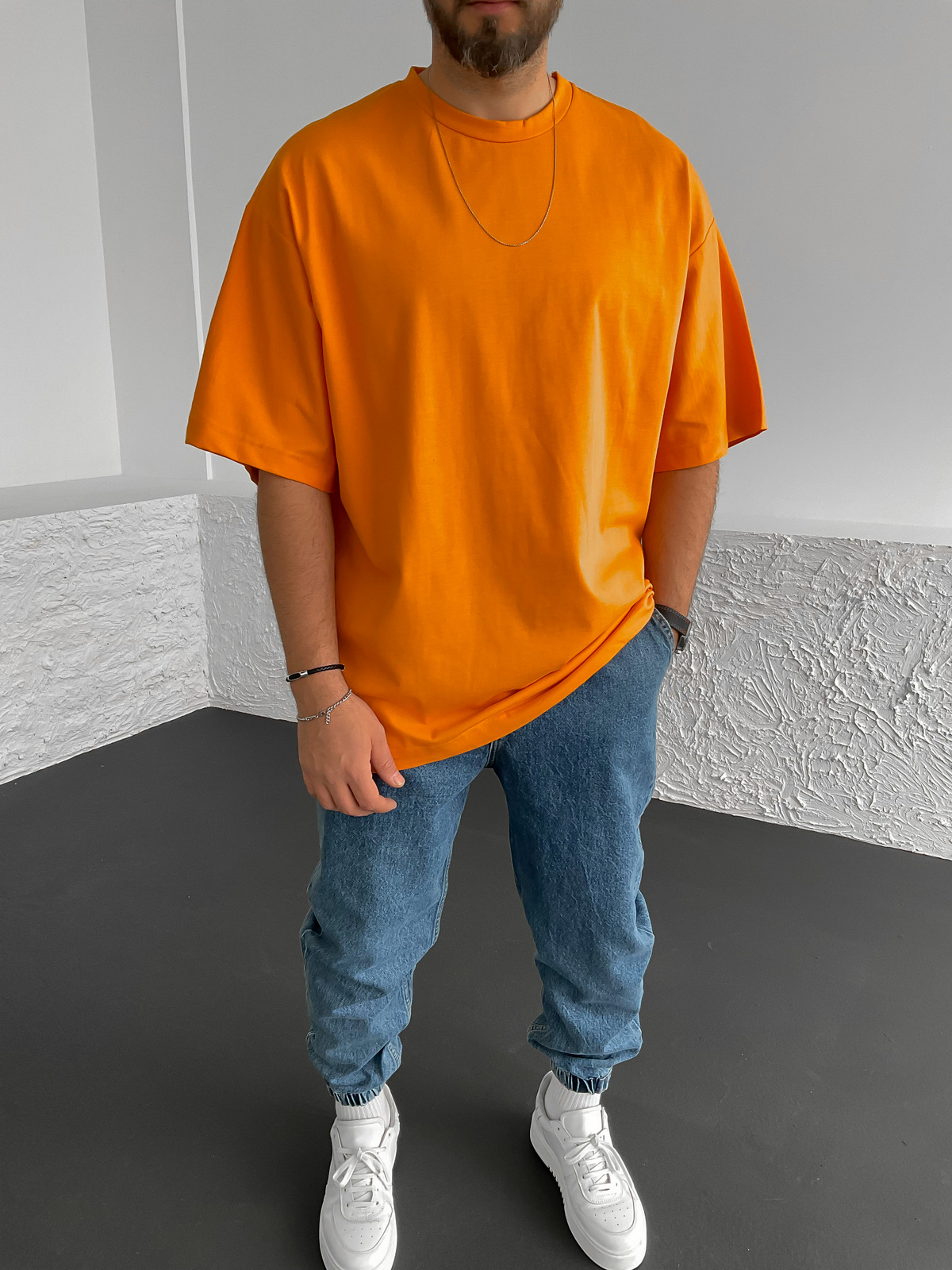 Turuncu Kalın Basic Oversize T-Shirt BS-020
