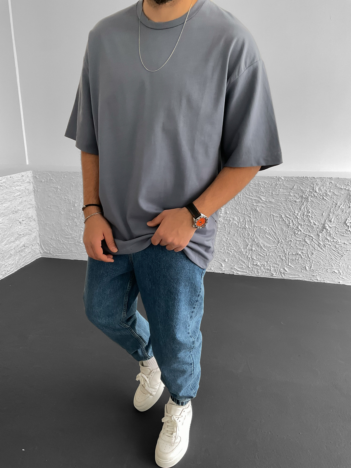 Füme Kalın Basic Oversize T-Shirt BS-020