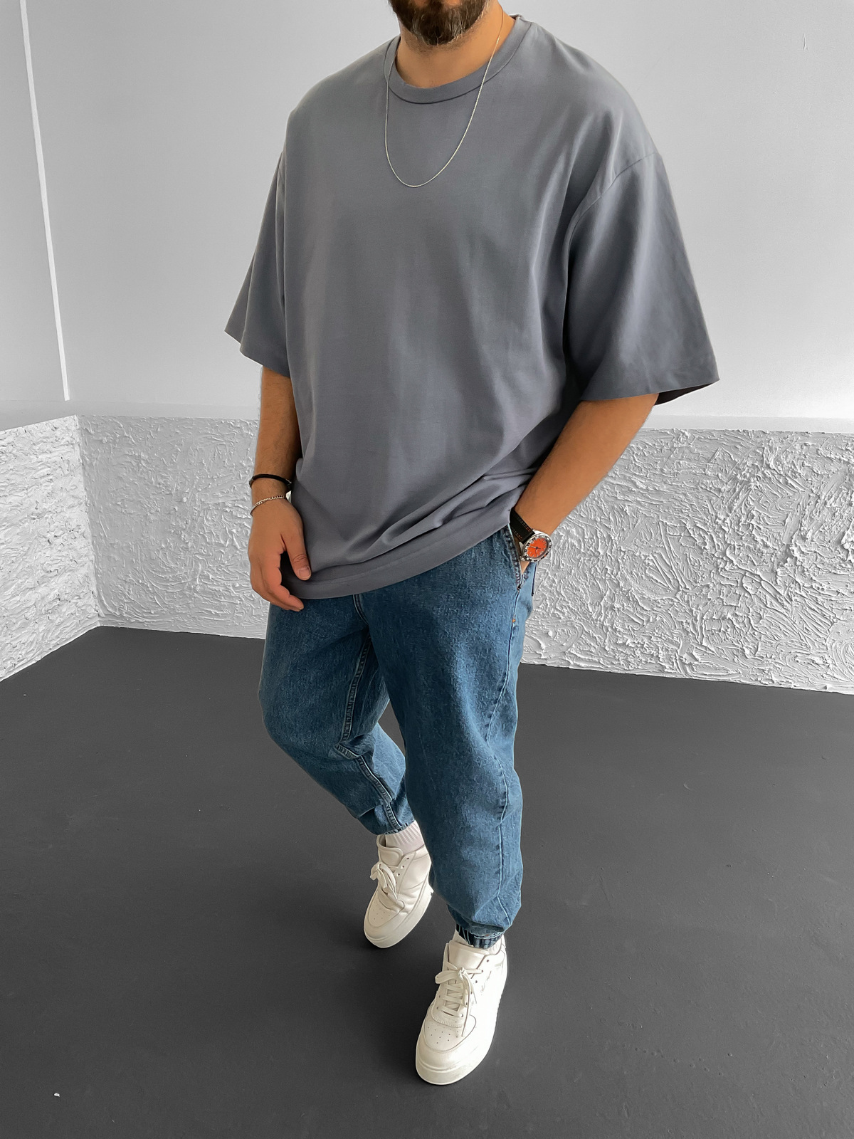 Füme Kalın Basic Oversize T-Shirt BS-020
