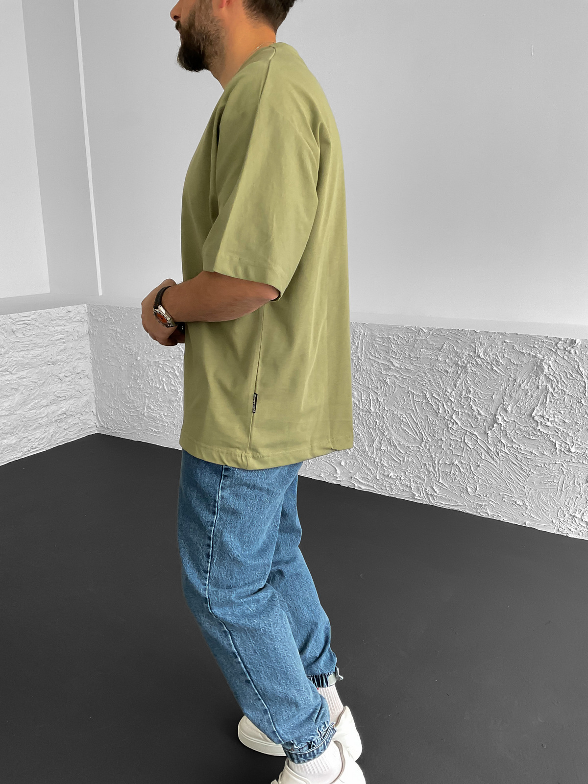 Açık Haki Kalın Basic Oversize T-Shirt BS-020