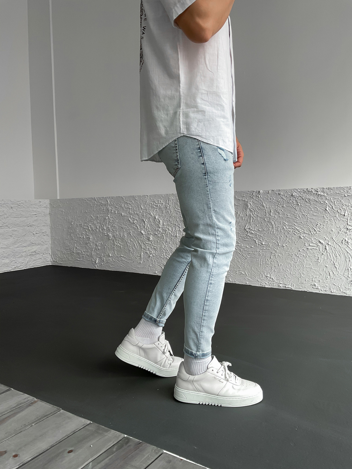 Açık Mavi Çizik Yırtıklı Likralı Slim Fit Pantolon WE-1522/1773