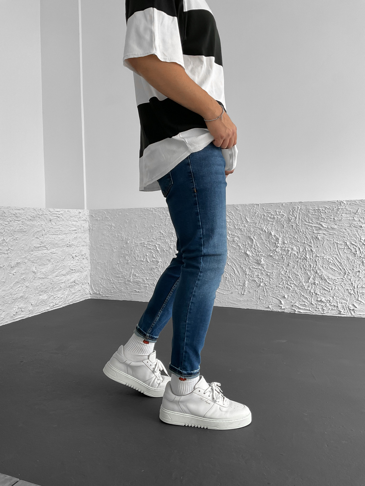 Koyu Mavi Eskitme Likralı Slim Fit Pantolon WE-1514/1229