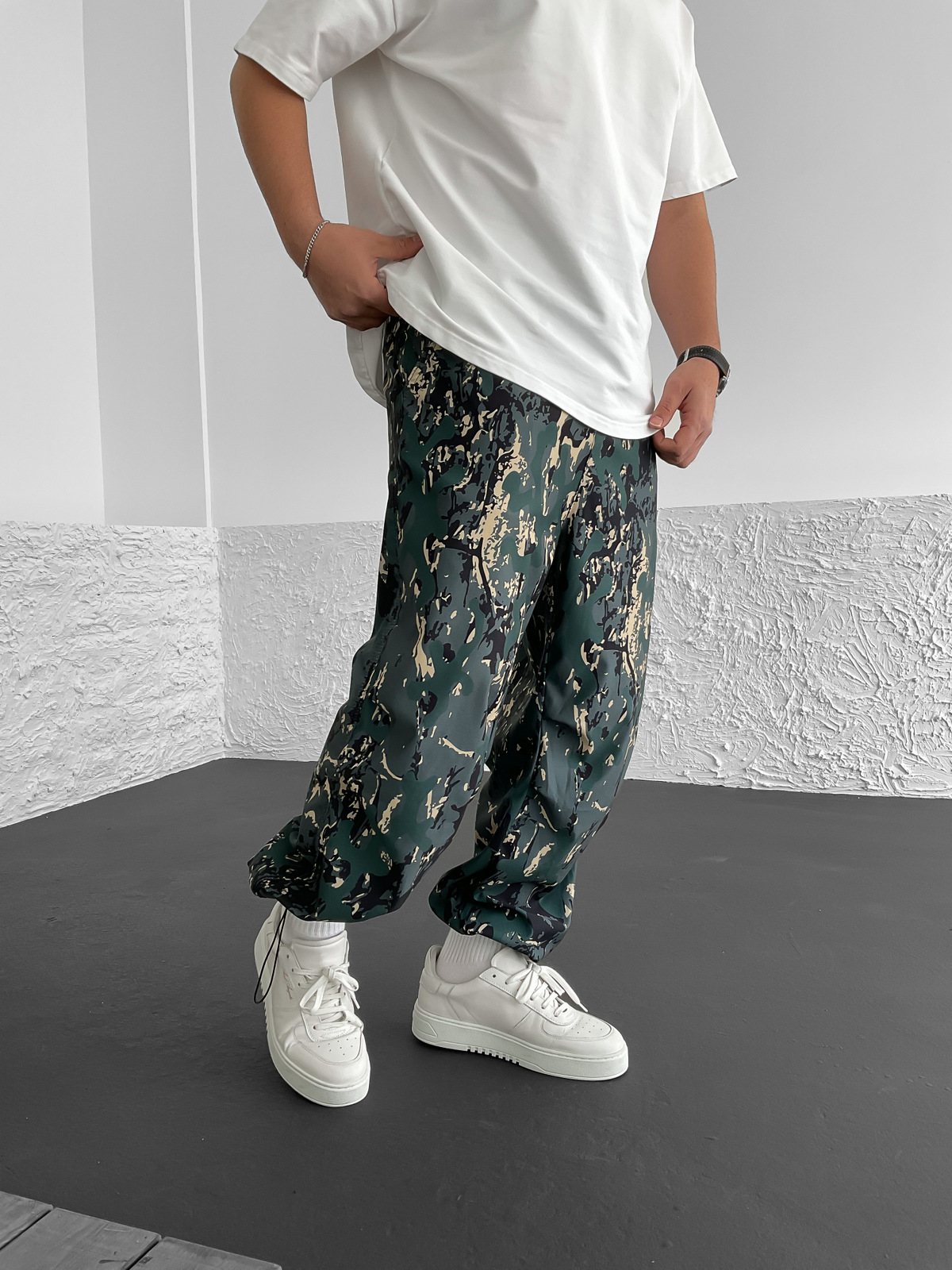 Yeşil Stoper Paça Kamuflaj Pantolon C-6198