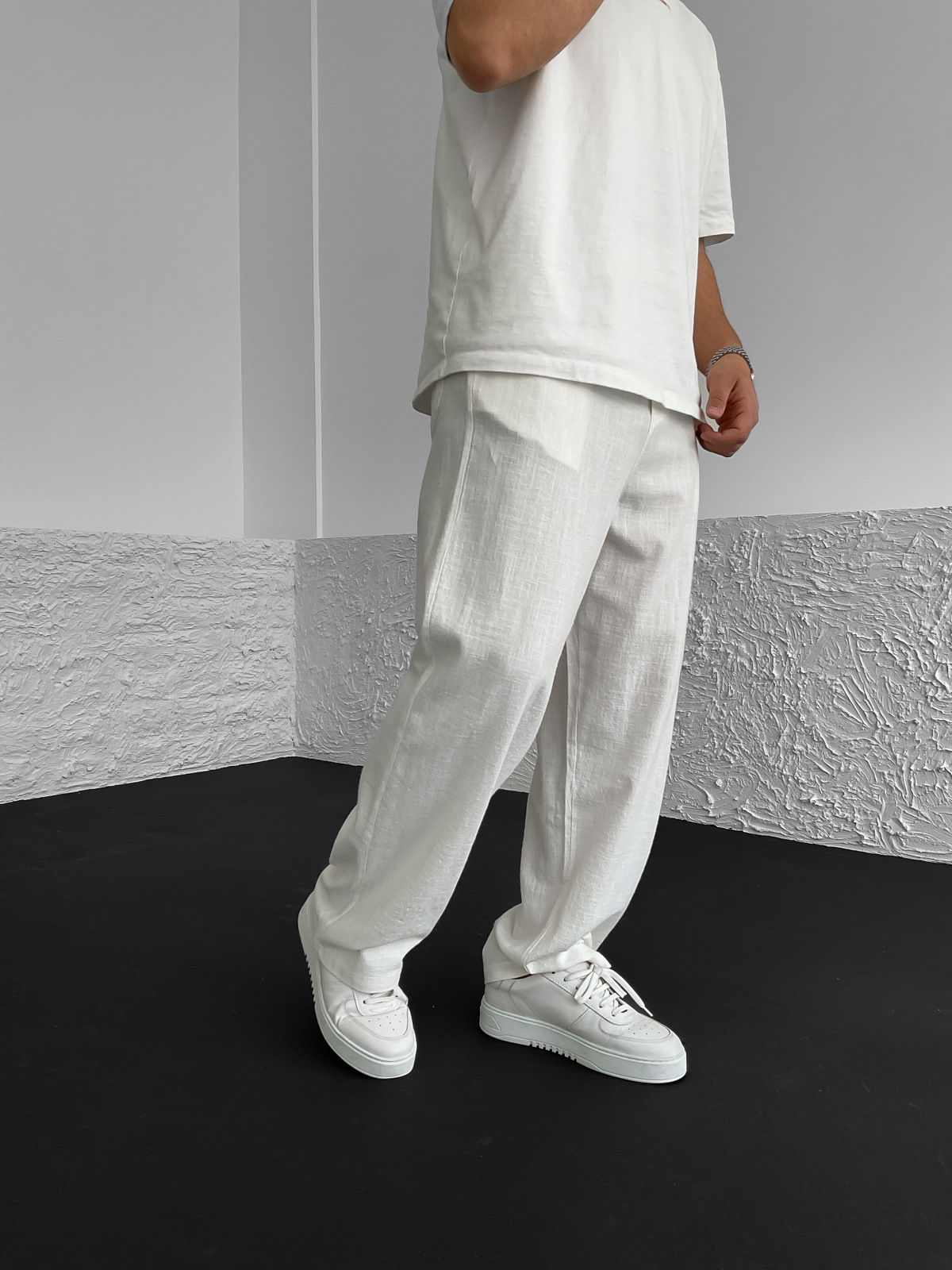 Ekru Baggy Keten Pantolon V-30-336