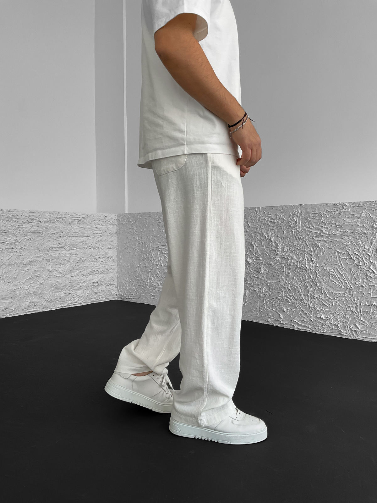 Ekru Baggy Keten Pantolon V-30-336