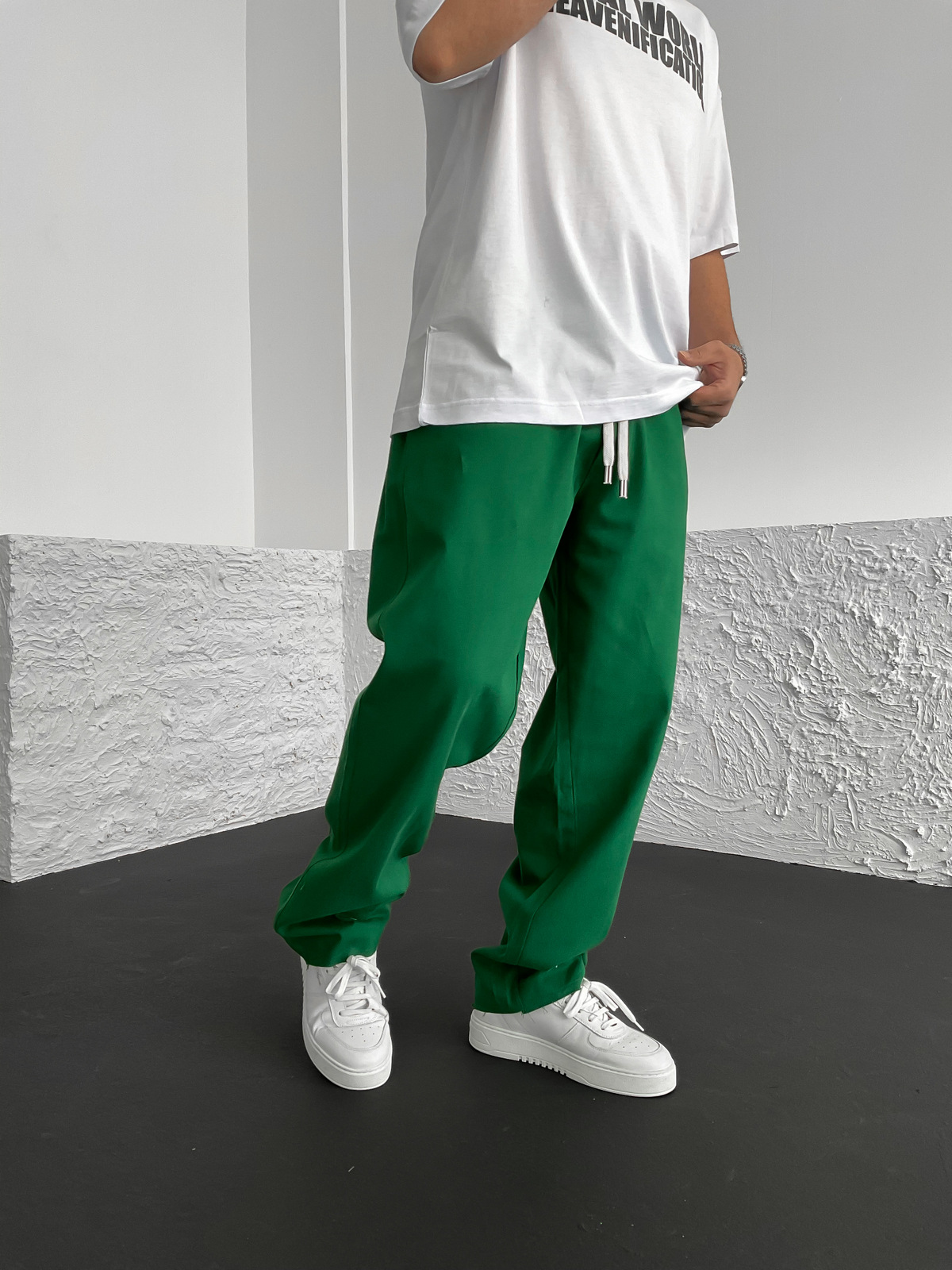 Koyu Yeşil Kesik Paça Gabardin Pantolon V-30-058