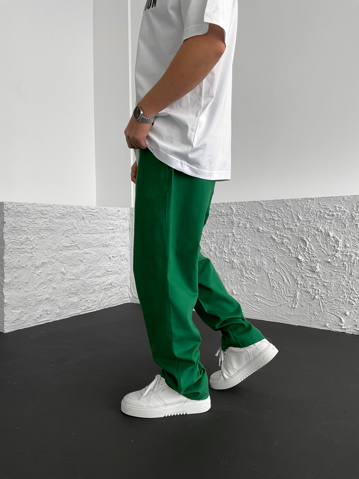 Koyu Yeşil Kesik Paça Gabardin Pantolon V-30-058