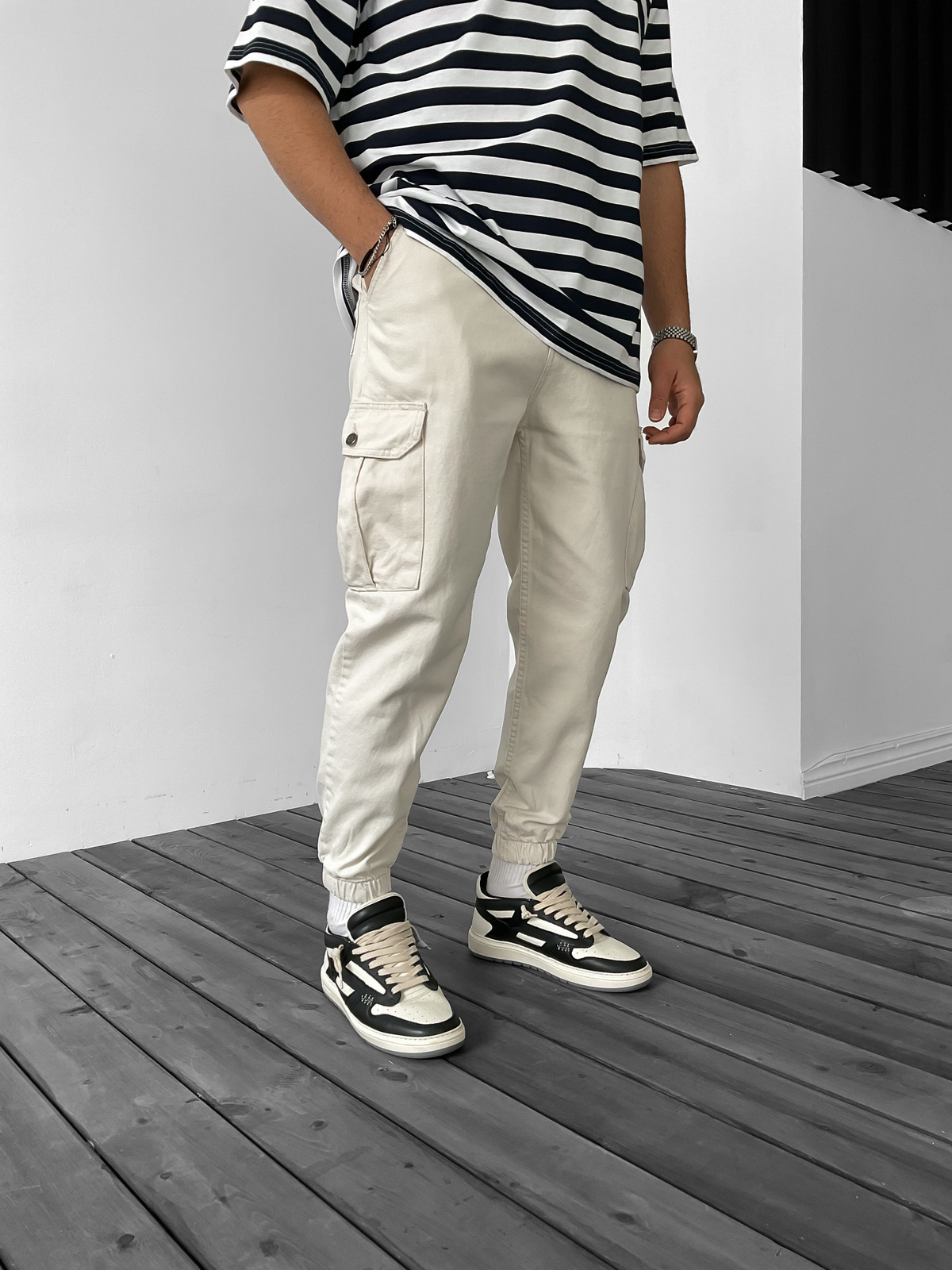 Ekru Kargo Cepli Lastikli Jean DP-004/5/9