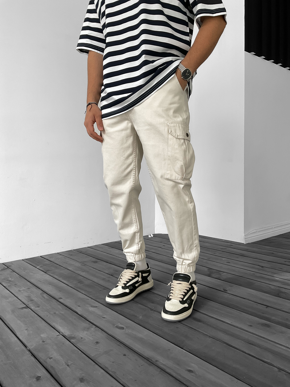 Ekru Kargo Cepli Lastikli Jean DP-004/5/9