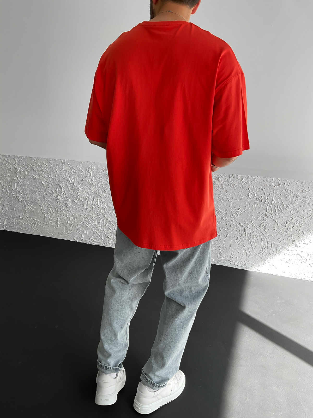 Kırmızı Yırtmaçlı Basic Oversize T-Shirt BY-1268
