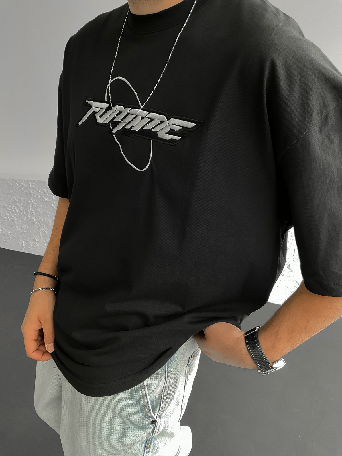 Siyah Funtime Baskılı Oversize T-Shirt PM-031