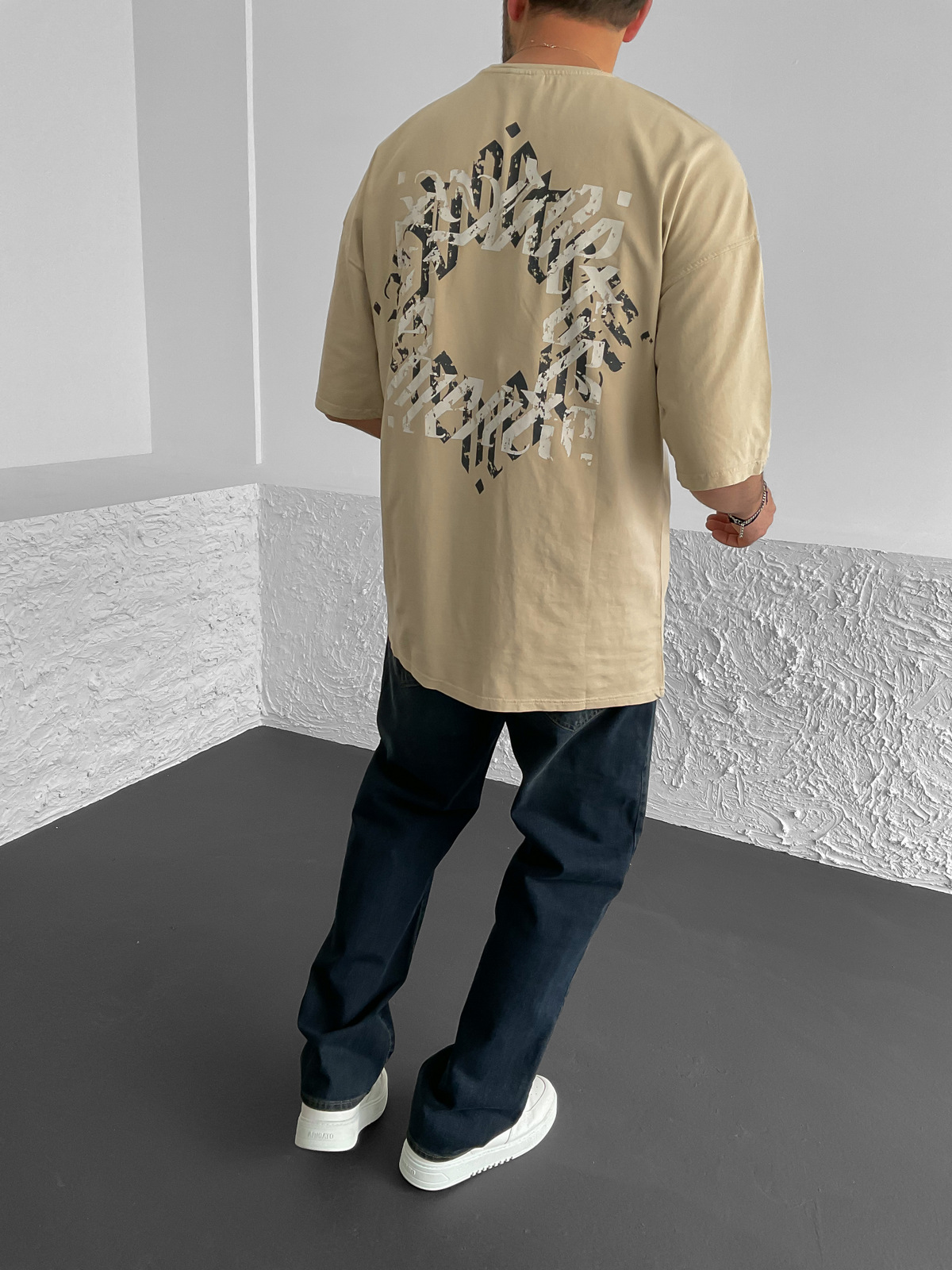 Bej Element Yıkamalı Oversize T-Shirt RL-22085