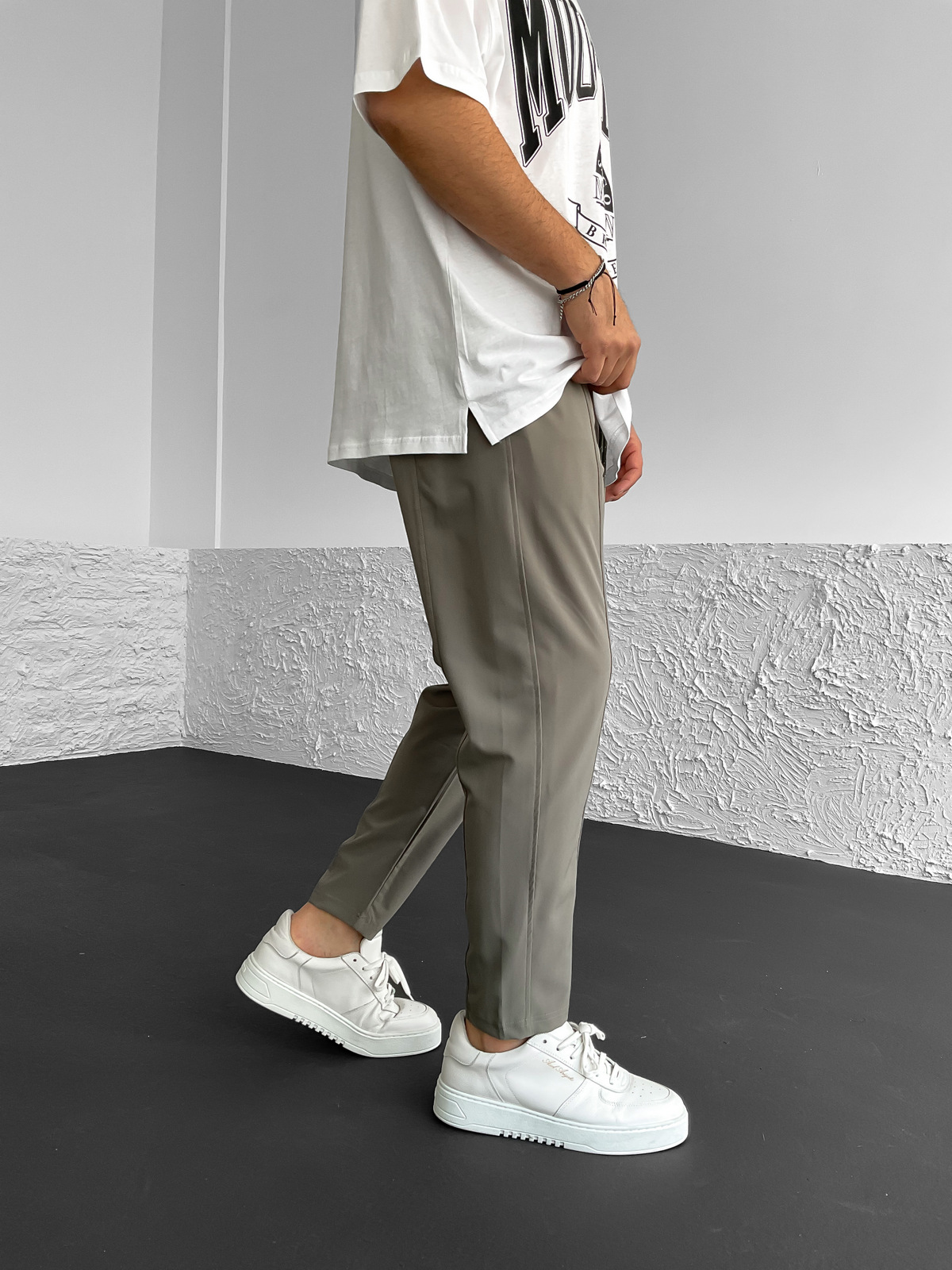 Haki Önü Dikişli Basic Pantolon BLA-623