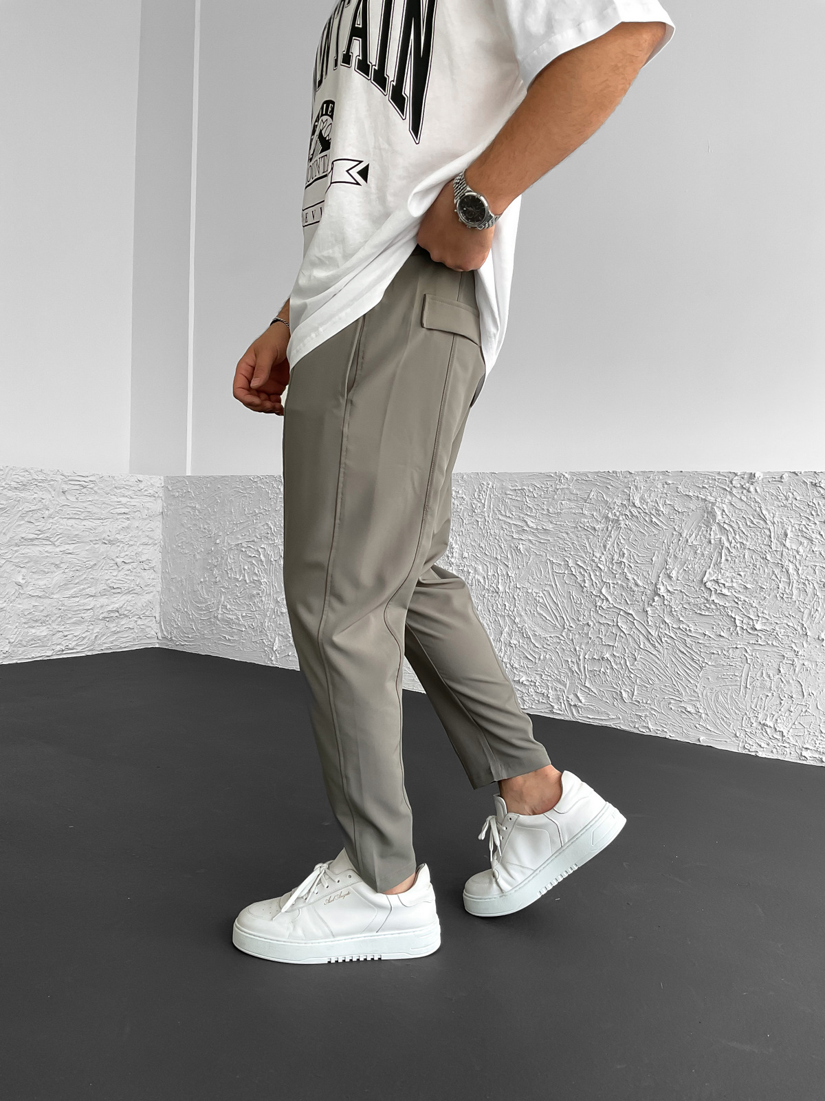 Haki Önü Dikişli Basic Pantolon BLA-623