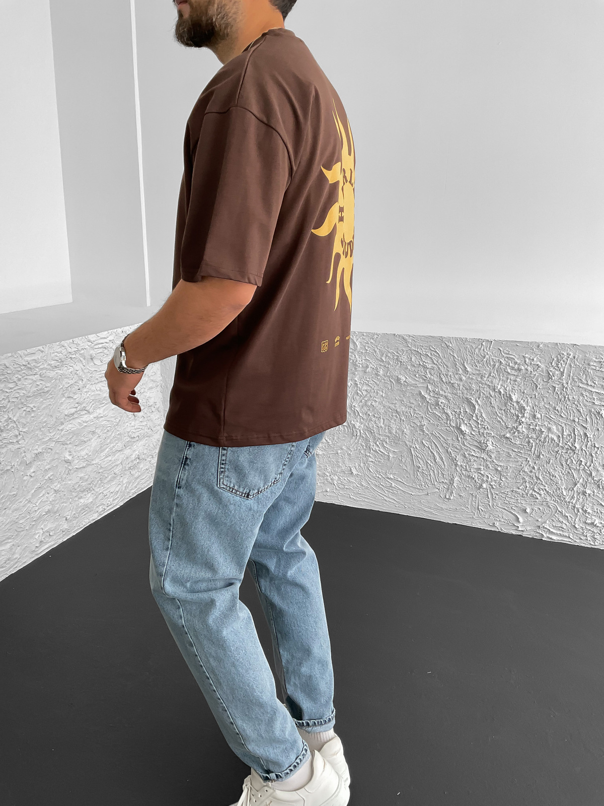 Kahve Studio Baskılı Oversize T-Shirt PM-063