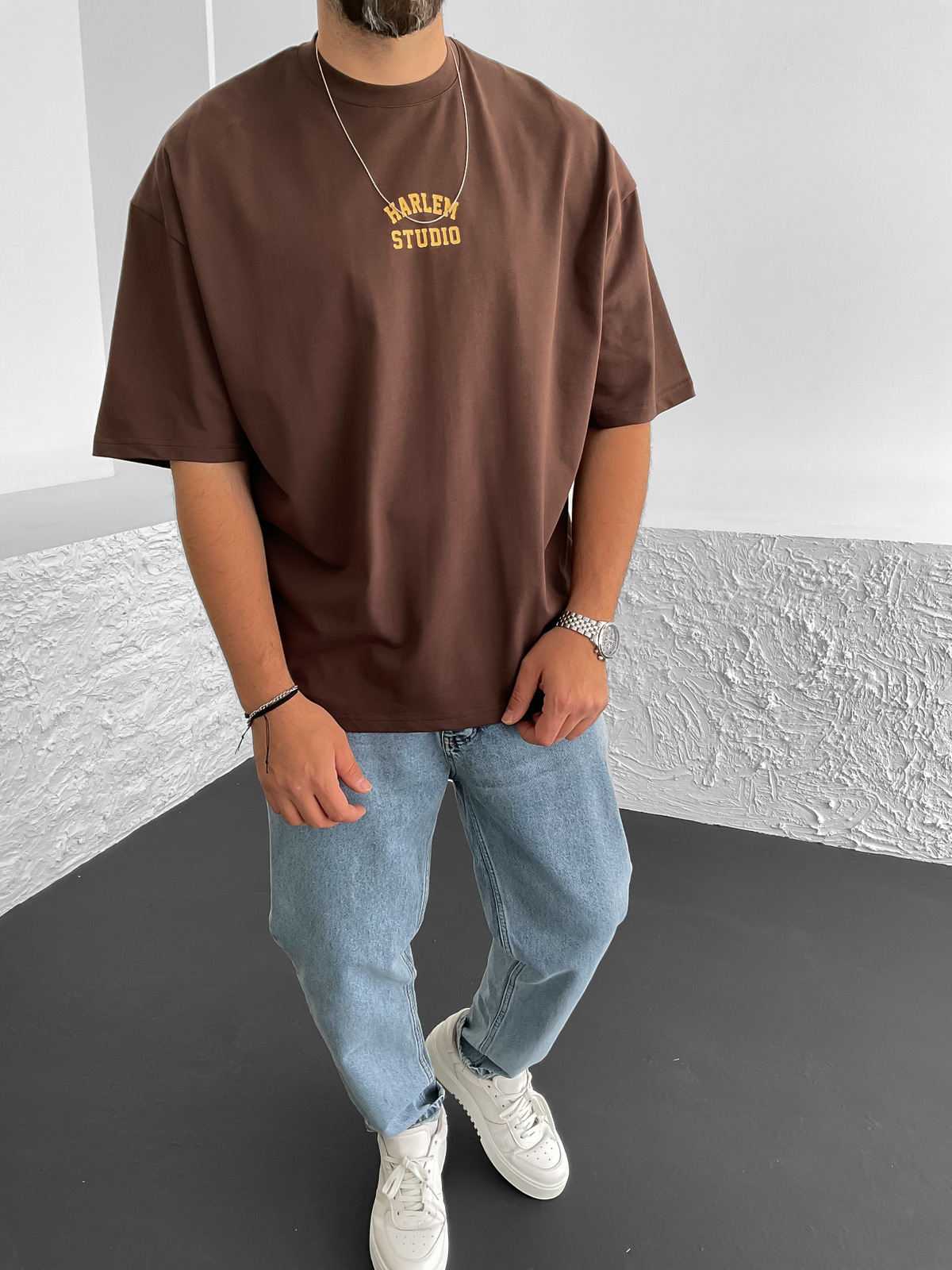 Kahve Studio Baskılı Oversize T-Shirt PM-063