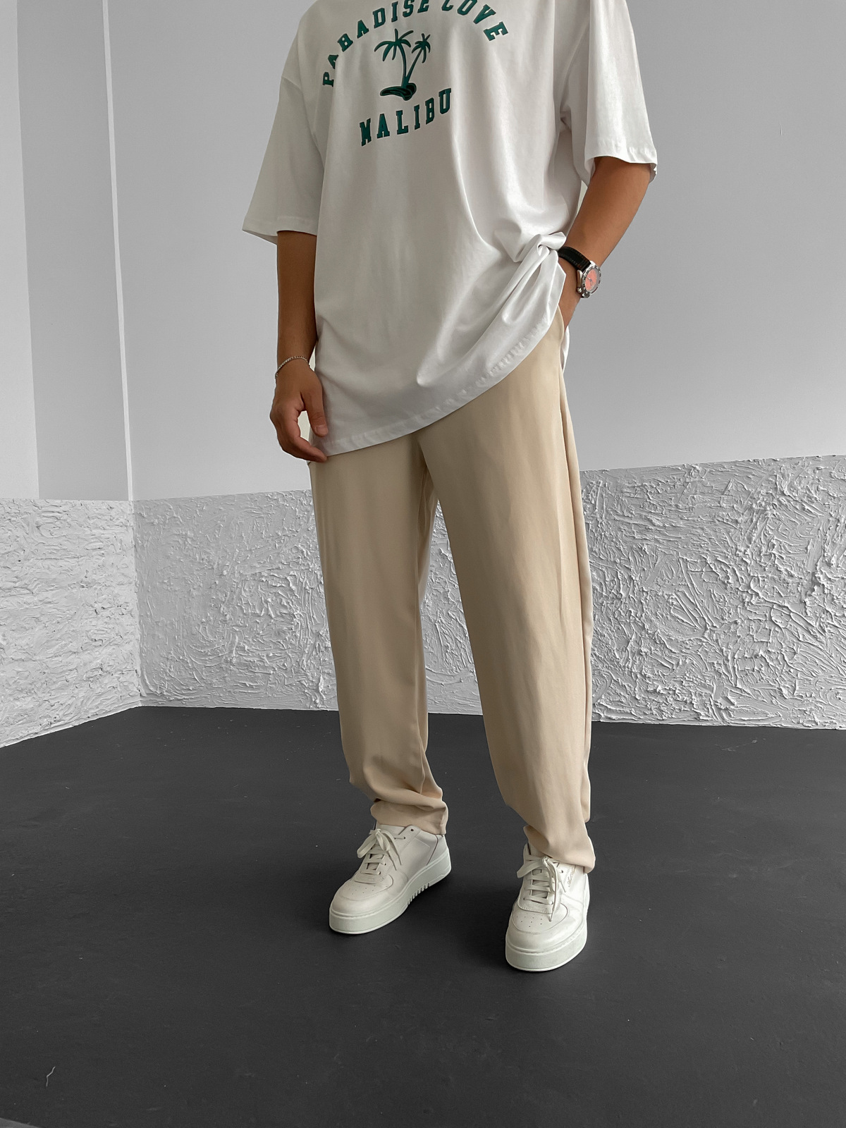 Bej İnce Baggy Pantolon DP-0006