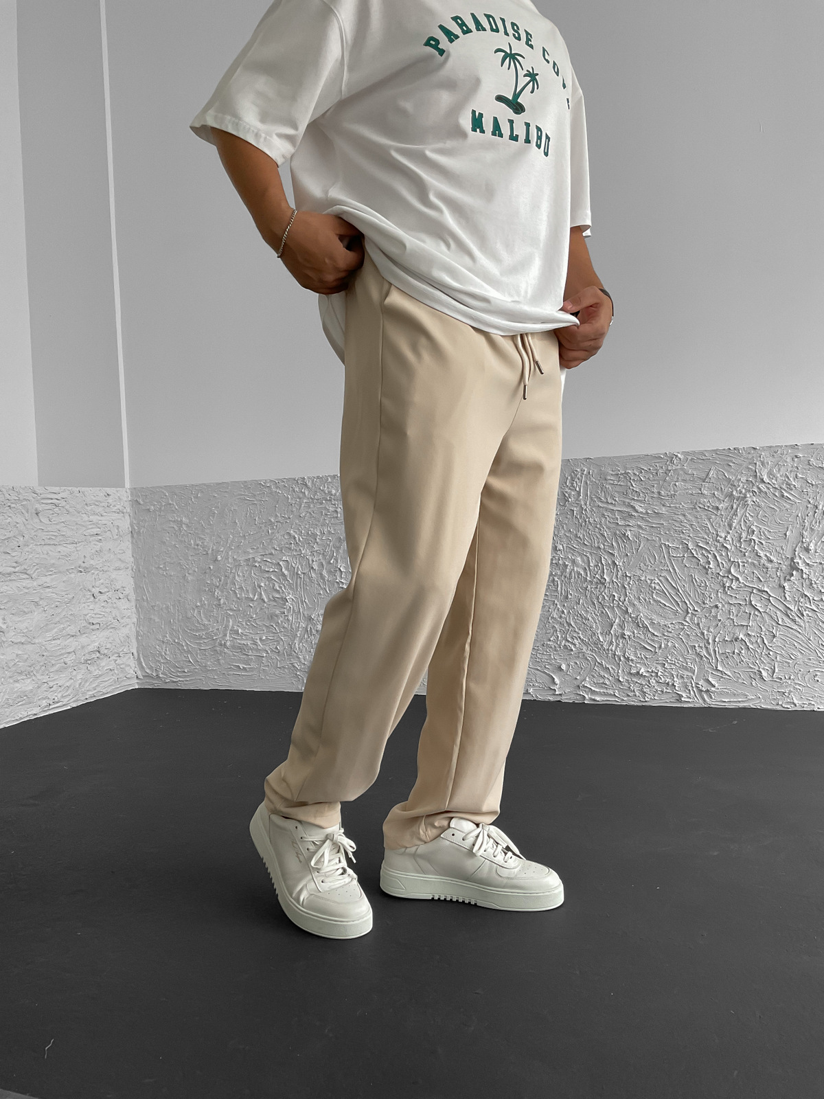 Bej İnce Baggy Pantolon DP-0006