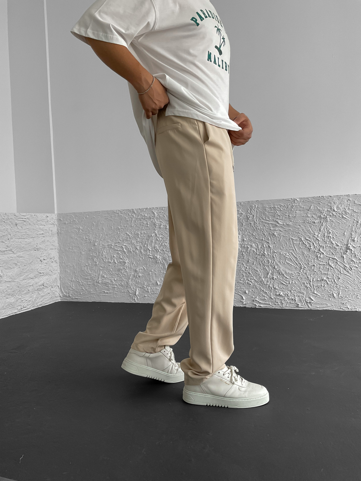 Bej İnce Baggy Pantolon DP-0006