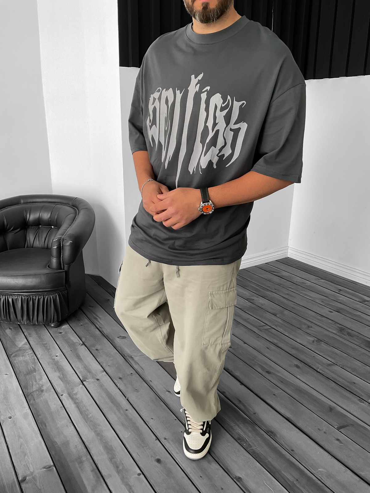 Antrasit Selligh Oversize T-Shirt PM-071