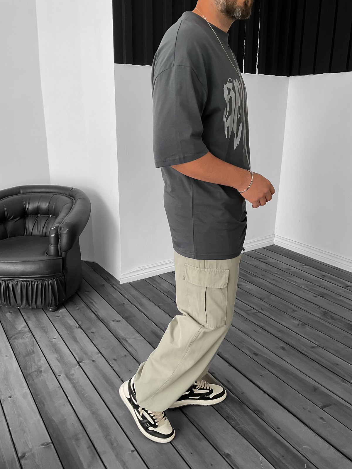 Antrasit Selligh Oversize T-Shirt PM-071