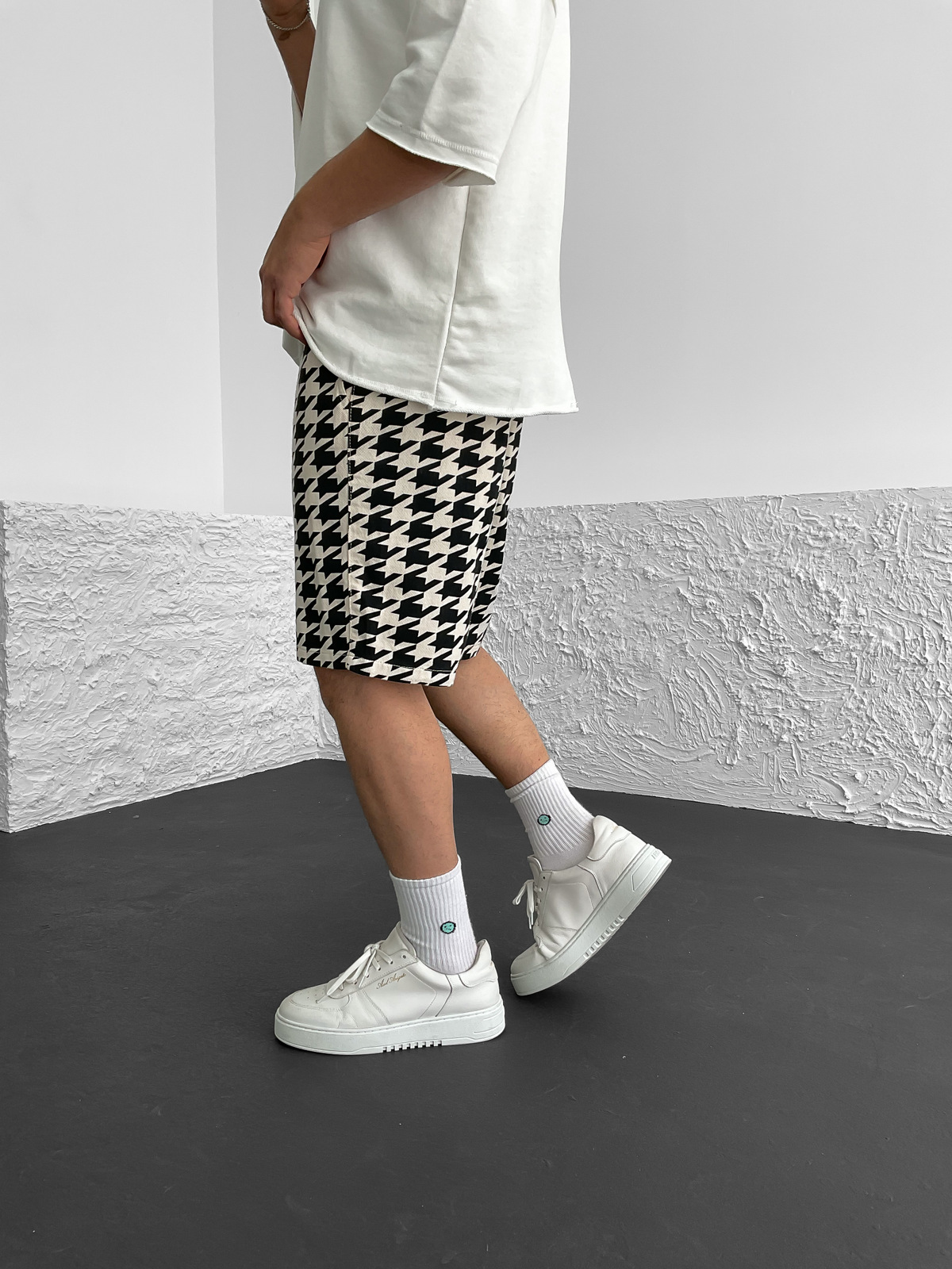 Siyah Zigzag Desenli Şort C-5214