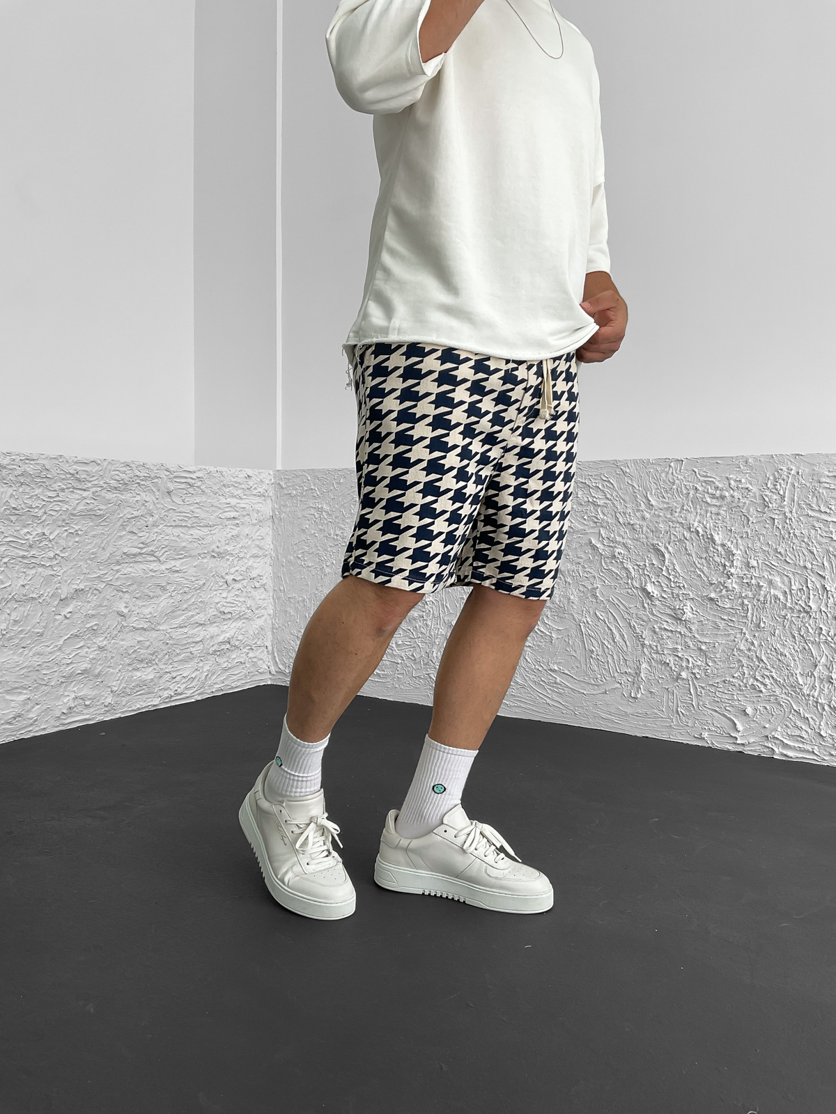 Lacivert Zigzag Desenli Şort C-5214