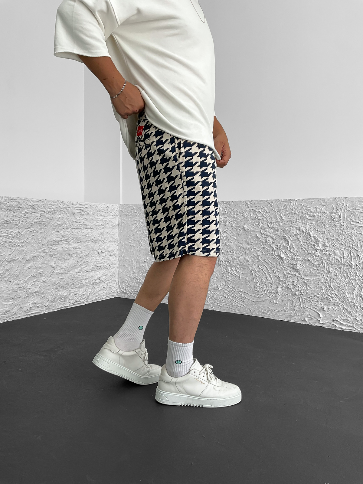 Lacivert Zigzag Desenli Şort C-5214