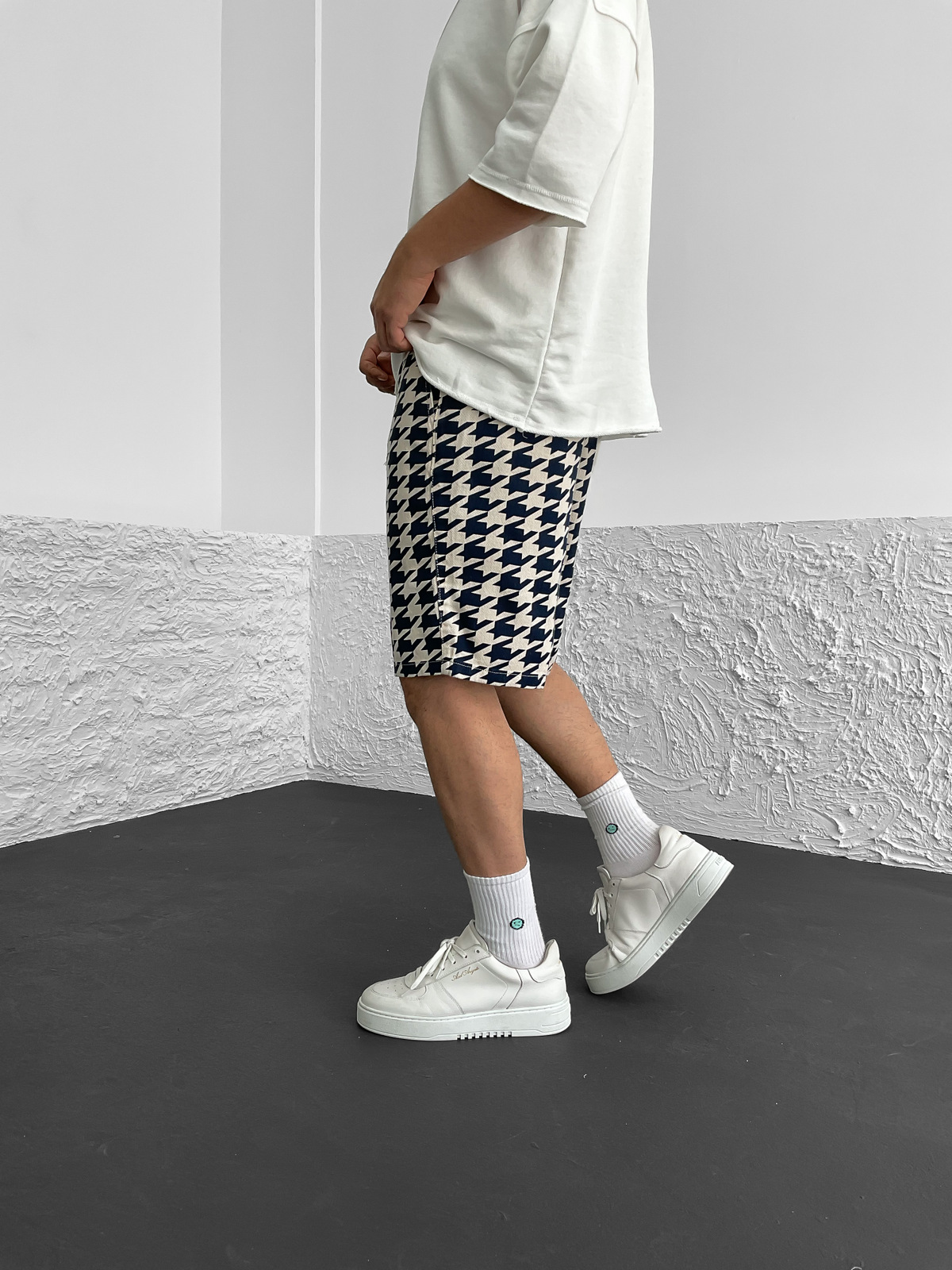 Lacivert Zigzag Desenli Şort C-5214