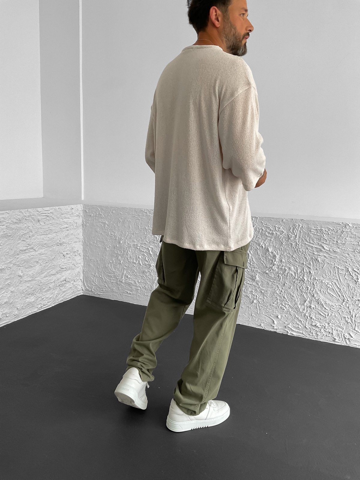 Bej Triko Oversize T-Shirt C-1644